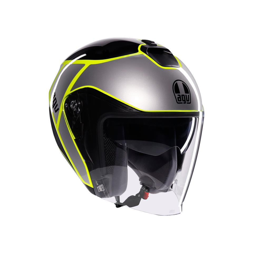 IRIDES DAVAO BLACK/GREY/YELLOW FLUO - MOTORBIKE OPEN FACE HELMET E2206