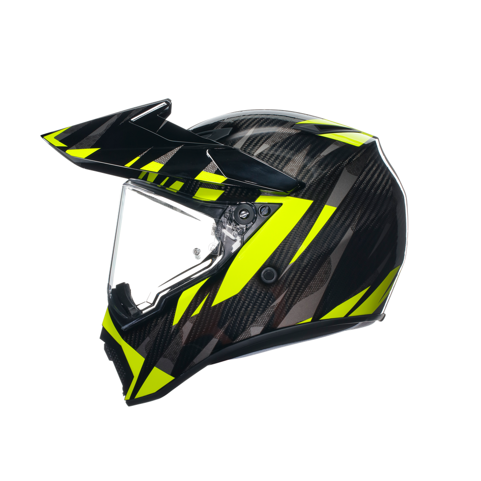 AX9 STEPPA CARBON/GREY/YELLOW FLUO - MOTORBIKE FULL FACE HELMET E2206
