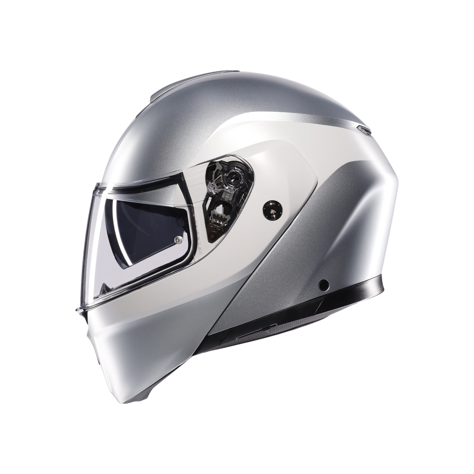 STREETMODULAR LEVICO MATT DOUBLE LIGHT GREY - MOTORBIKE FLIP UP HELMET E2206