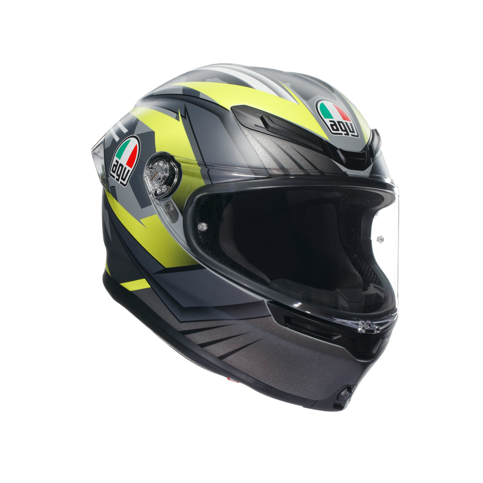 K6 S EXCITE MATT CAMO/YELLOW FLUO - MOTORBIKE FULL FACE HELMET E2206