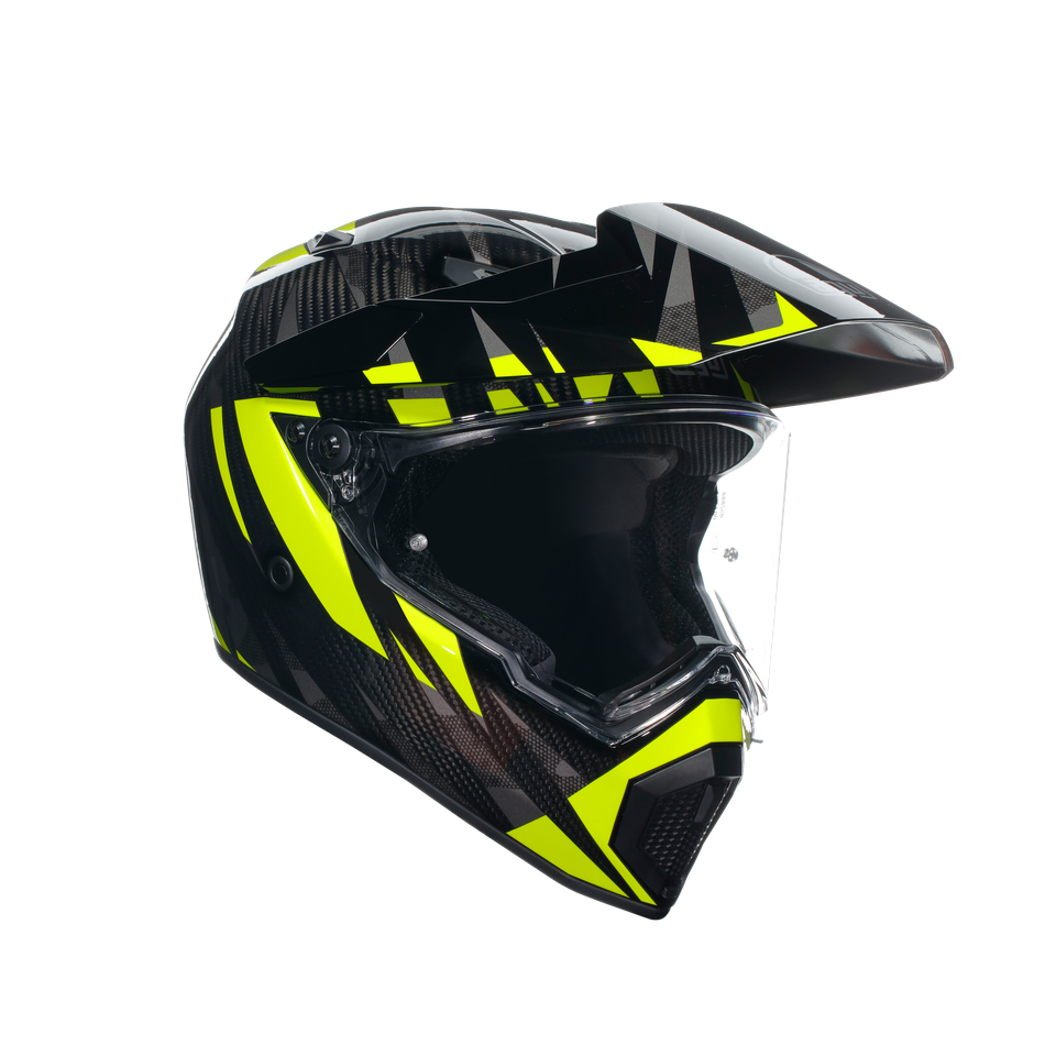 AX9 STEPPA CARBON/GREY/YELLOW FLUO - MOTORBIKE FULL FACE HELMET E2206