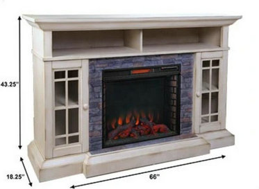 Bennett Infrared Electric Fireplace TV Stand in Farmhouse Ivory