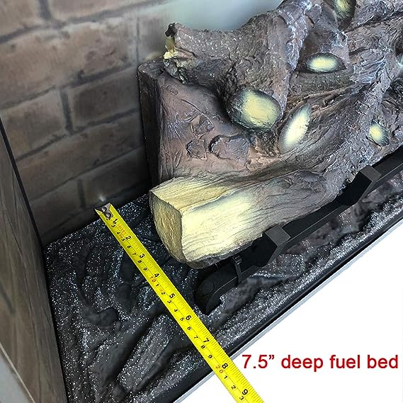 PuraFlame Western Electric Fireplace Insert with Fire Crackling Sound, Remote Control, 750/1500W, Black, 22 53/64 Inches Wide, 20 3/64 Inches High