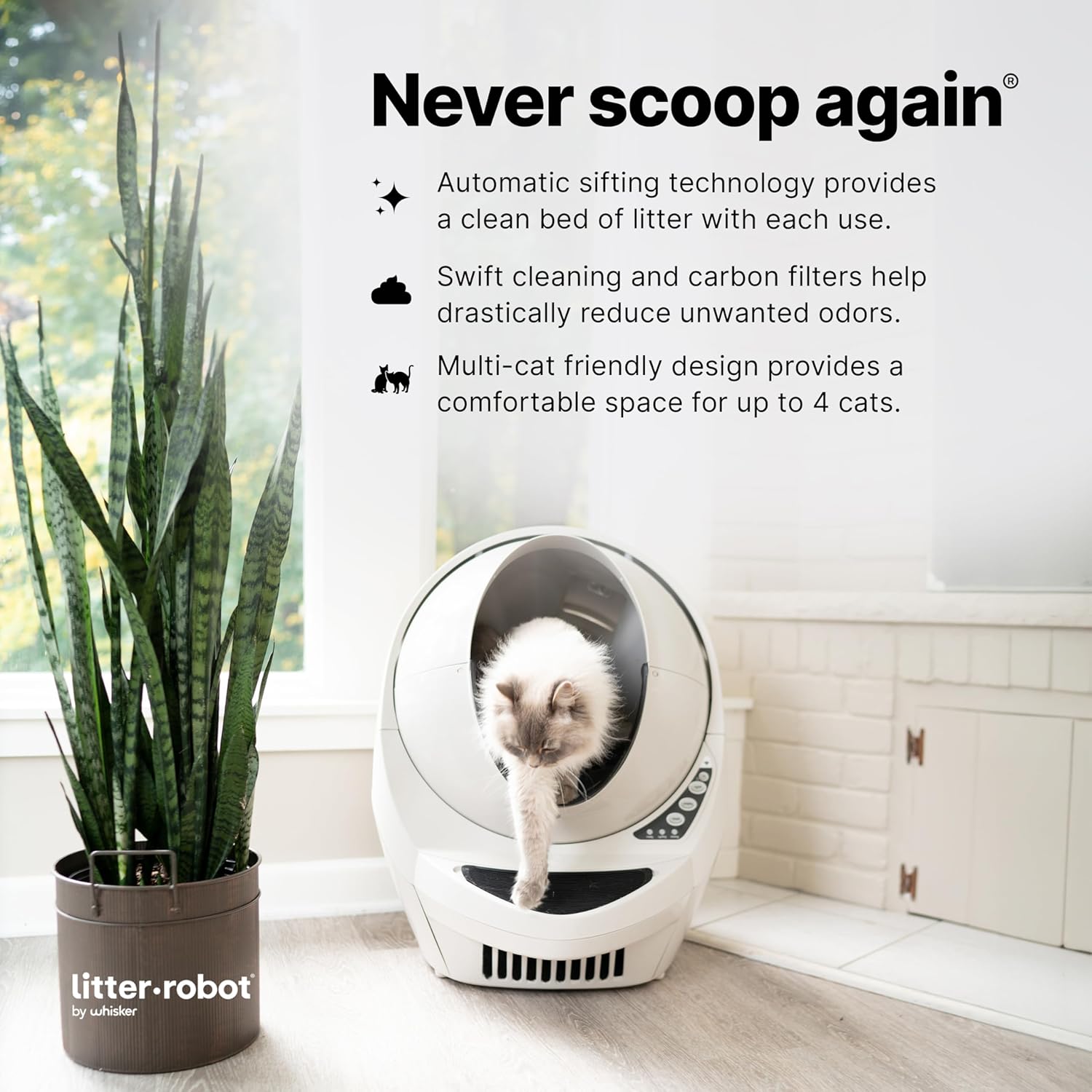 Litter-Robot 3 Connect Core Bundle by Whisker, Grey - Includes Automatic, Self-Cleaning Litter Box, LitterTrap Mat, Fence, Ramp, 25 Liners, 3 Carbon Filters