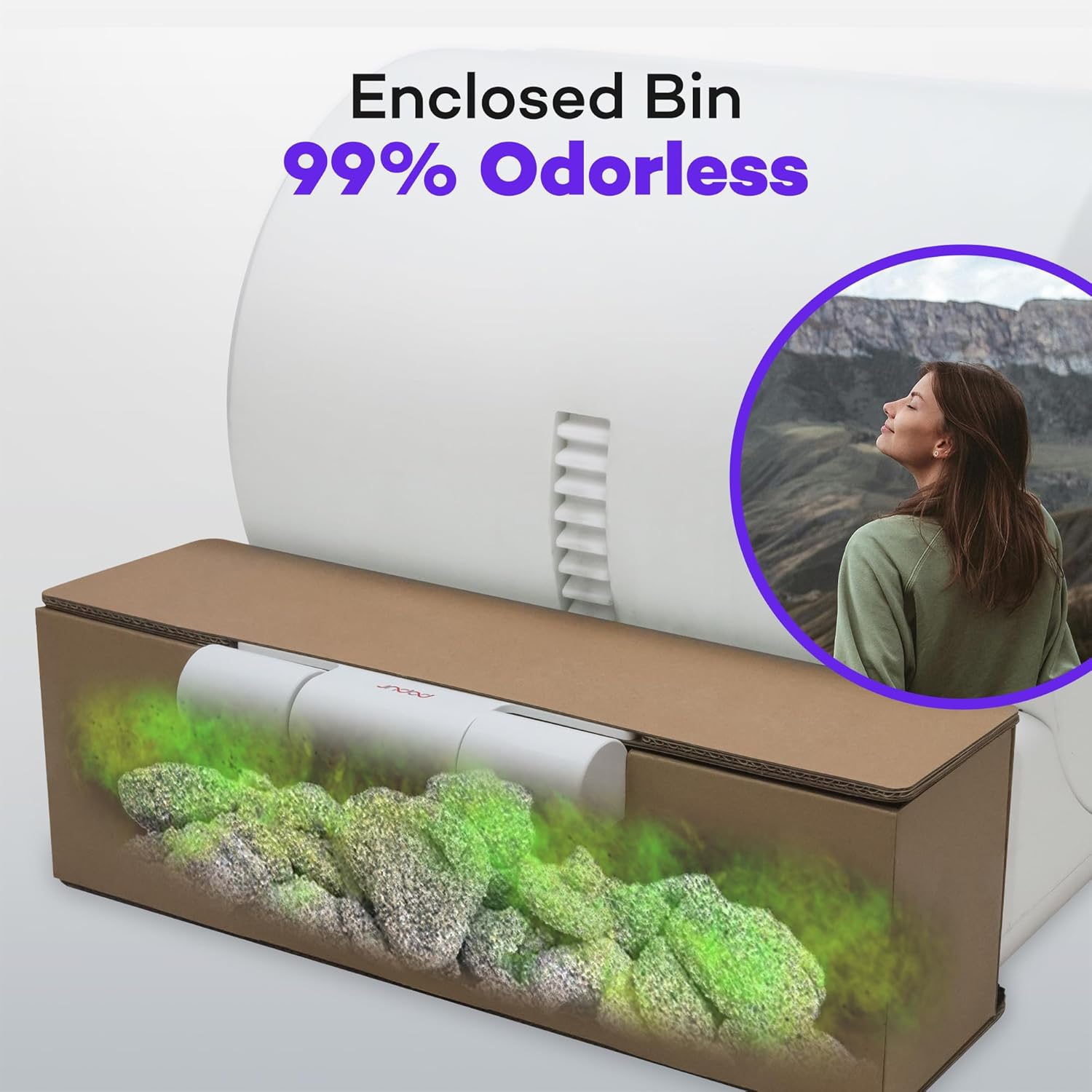 X5 Self-Cleaning Cat Litter Box - Unique Split System, Open Top, 30-Day Capacity - Automatic Litter Scooping Robot, Odor-Seal Disposable Cardboard Bin, 24 Inch Tray, 33 lbs. Load, 99% Leakproof