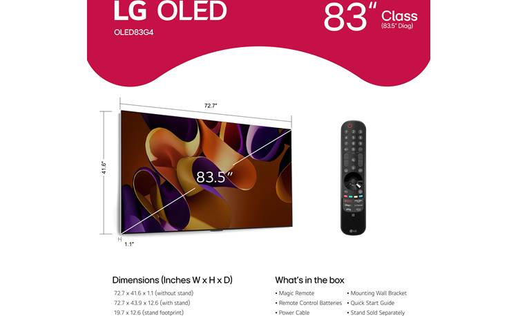 LG OLED83G4WUA G4 OLED evo Smart 4K UHD TV with HDR (83