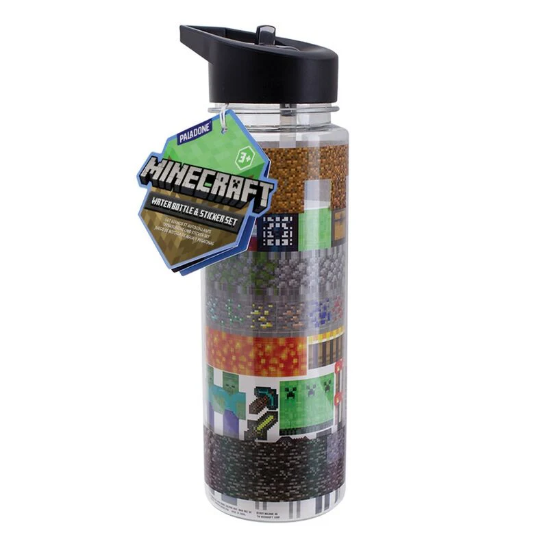 Minecraft-Wasserflasche und Aufkleber-Set