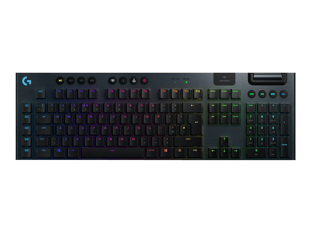 LOGITECH G915 LIGHTSPEED Kabellose mechanische RGB-Gaming-Tastatur – GL Clicky – CARBON – PAN – NORDIC