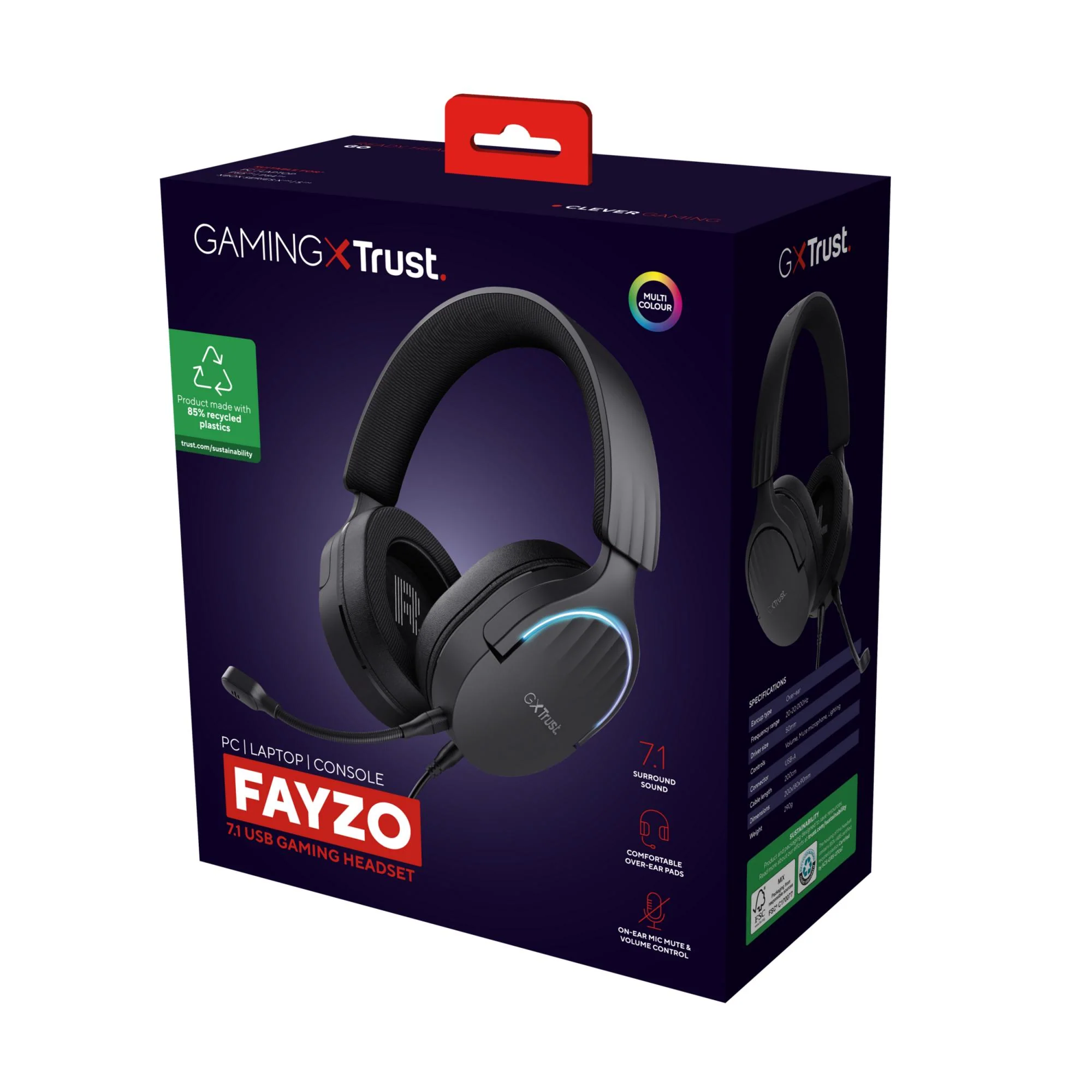 TRUST GXT490 FAYZO 7.1 USB HEADSET - SORT