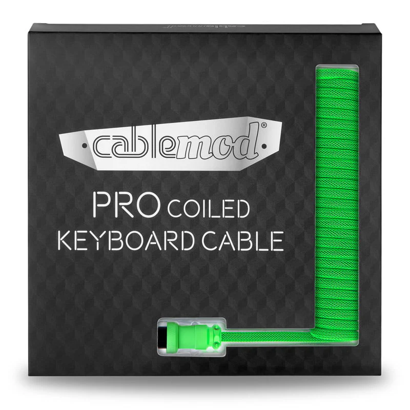 CableMod Pro Spiraltastaturkabel USB A auf USB Typ C. Viper Green – 150 cm
