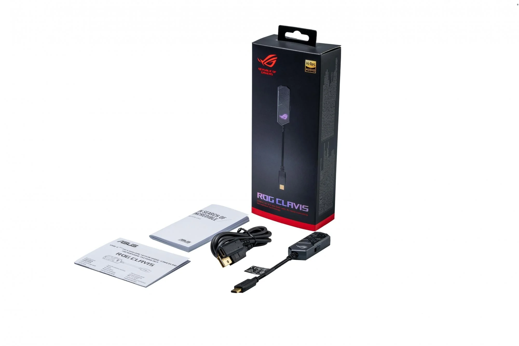ASUS ROG CLAVIS USB-C to 3.5mm DAC with AI microphone