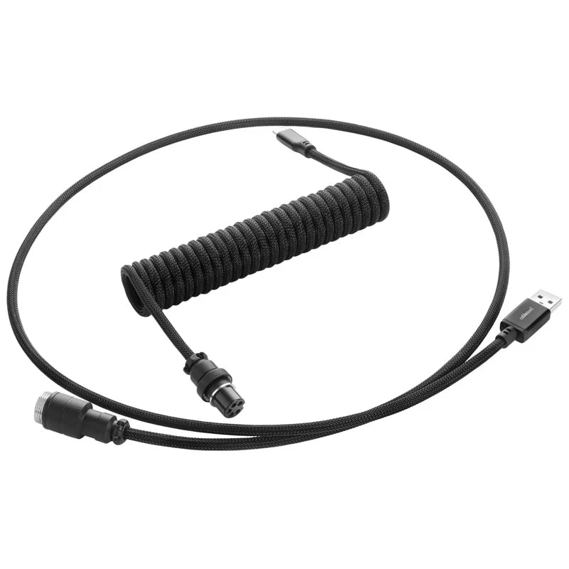 CableMod Pro Spiraltastaturkabel USB A auf USB Typ C. Mitternachtsschwarz – 150 cm