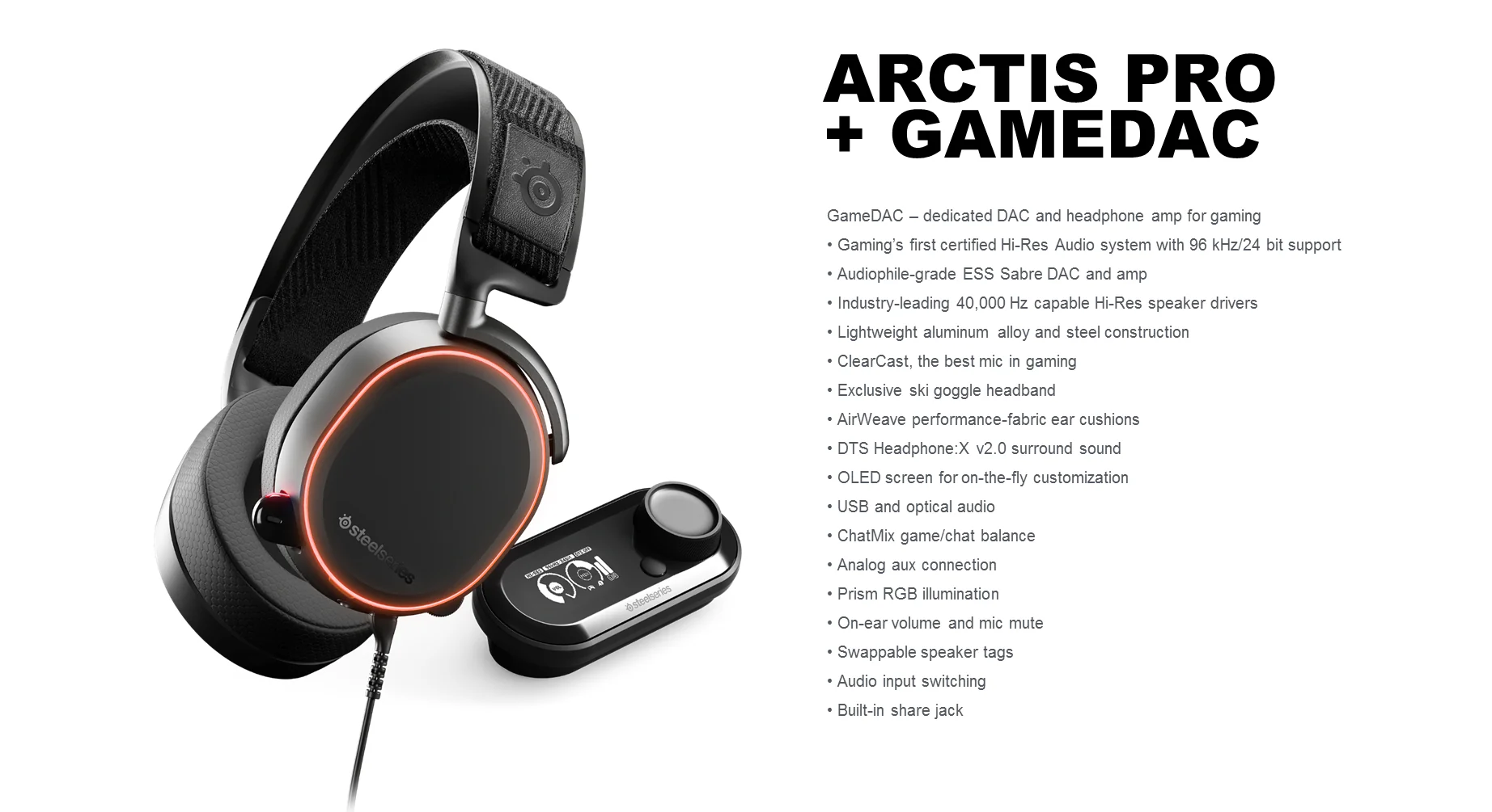 Steelseries– Arctis Pro + GameDAC Gaming-Headset– Schwarz