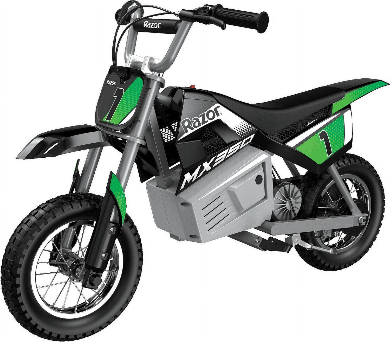 Razor Dirt Rocket MX350 - Black with Decals. up to 14 mph. 24V Electric Dirt Bike for Child 8+