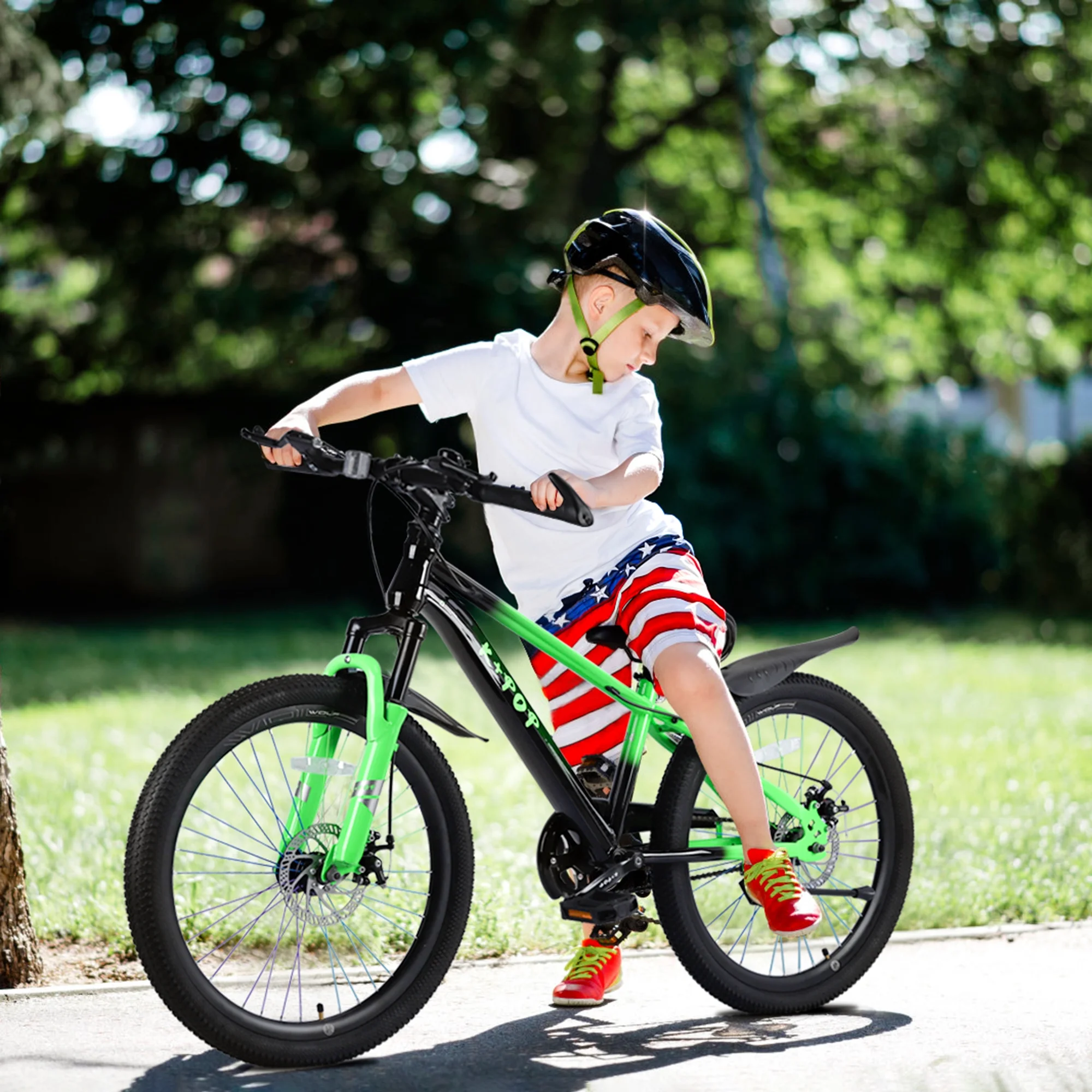 Bstjewey 20/24 Inch Kids Mountain Bike, Dual Disc Brakes, Suspension Fork, Ages 7-12
