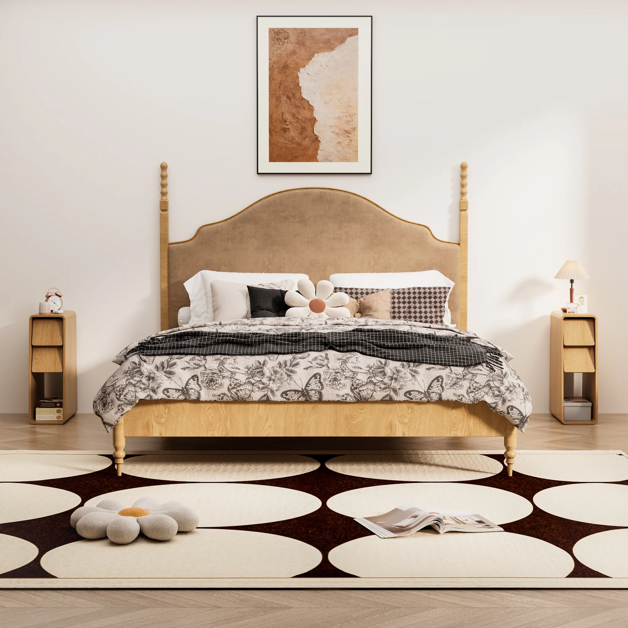 Narrow Nightstand Set of 2 with Drawers, Fluted Slim Side End Table with Storage for Small Spaces