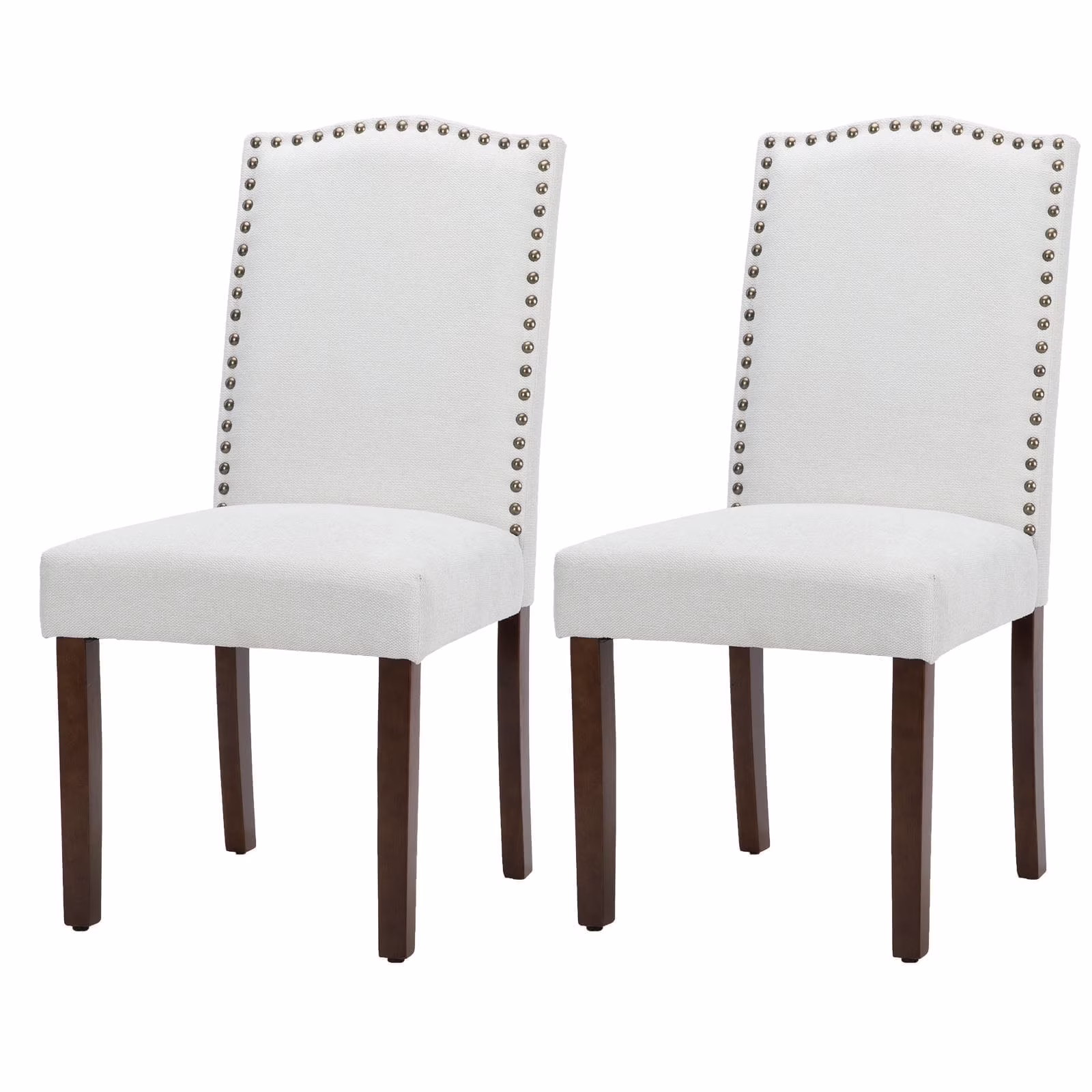 EDX Dining Chairs Set of 2, Parsons Chairs with Nailhead Trim and Wood Legs