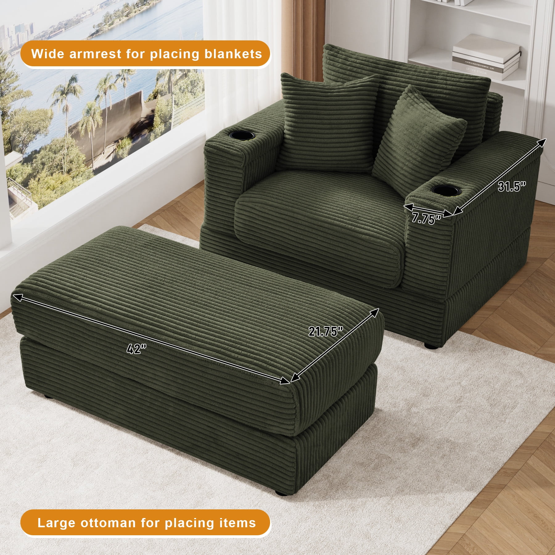 Wiilayok Oversized Lounge Chair Indoor,54