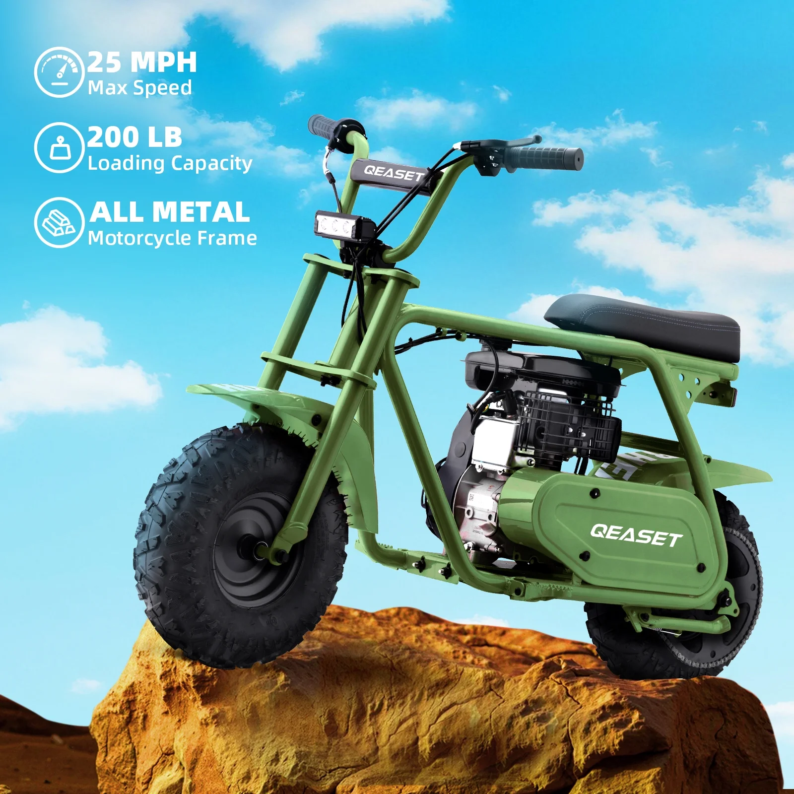 QEASET MB001 Gas Powered Mini Dirt Bike 99CC for Teens and Adults, 25MPH Off Road Motorcycle, Weight Support Up to 200 LBS - Black