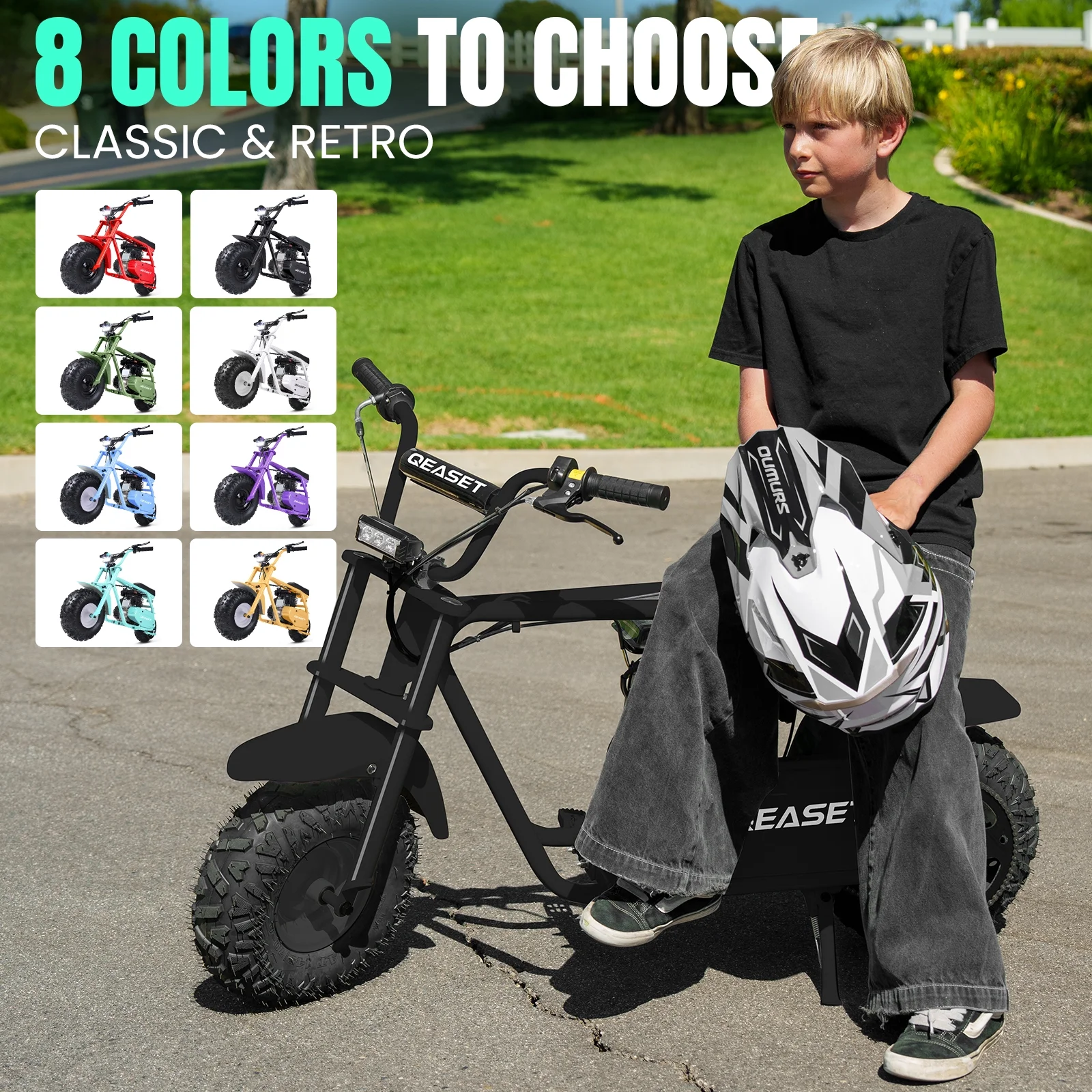 QEASET MB001 Gas Powered Mini Dirt Bike 99CC for Teens and Adults, 25MPH Off Road Motorcycle, Weight Support Up to 200 LBS - Black