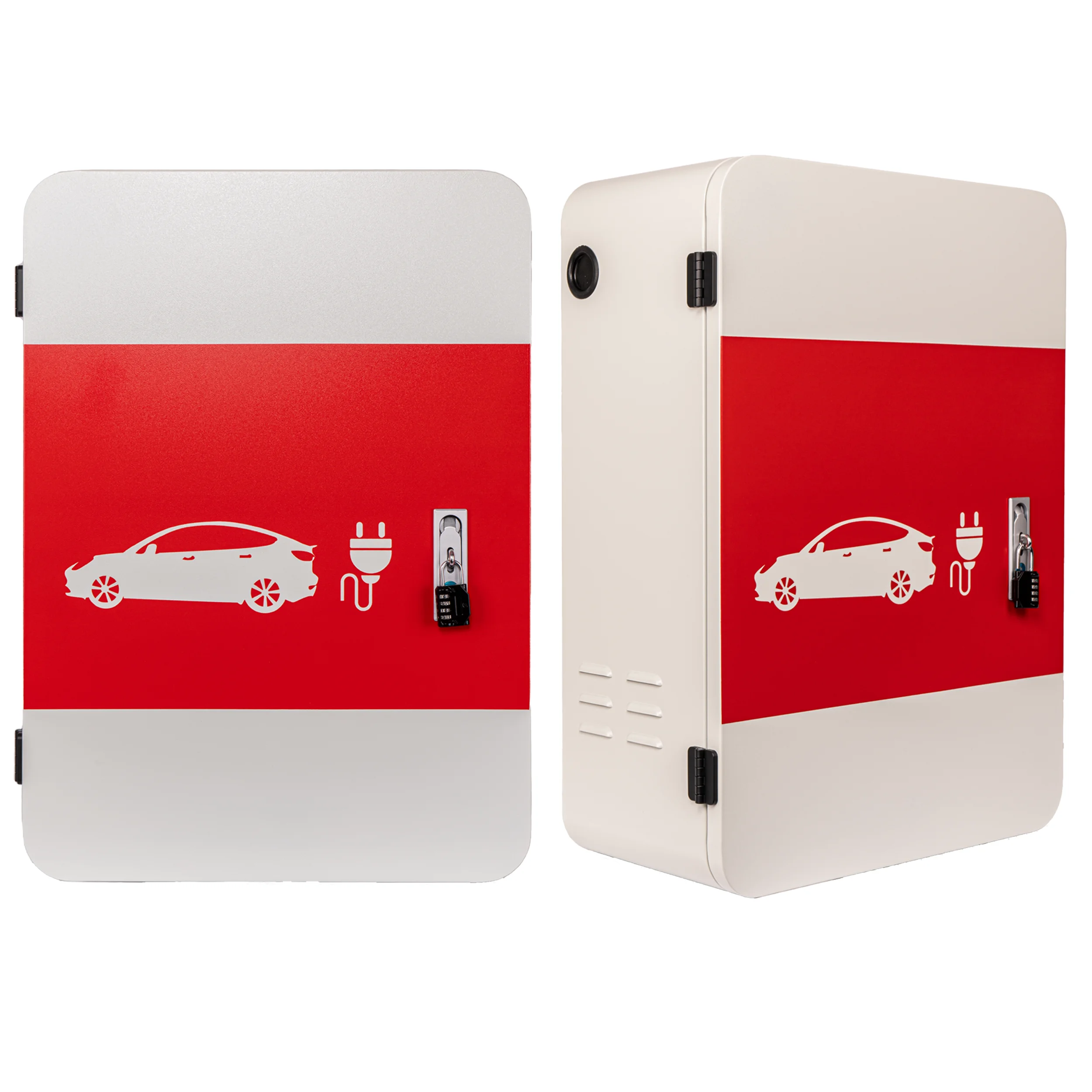 Pochar Tesla Charger Station Box, 28'' x 20'' x 10'' Indoor Outdoor Cable Box Charging Box Cable Organizer, IP66 Waterproof Dustproof Cool Roll Steel Electrical Enclosure Box, for Tesla Wall Connector