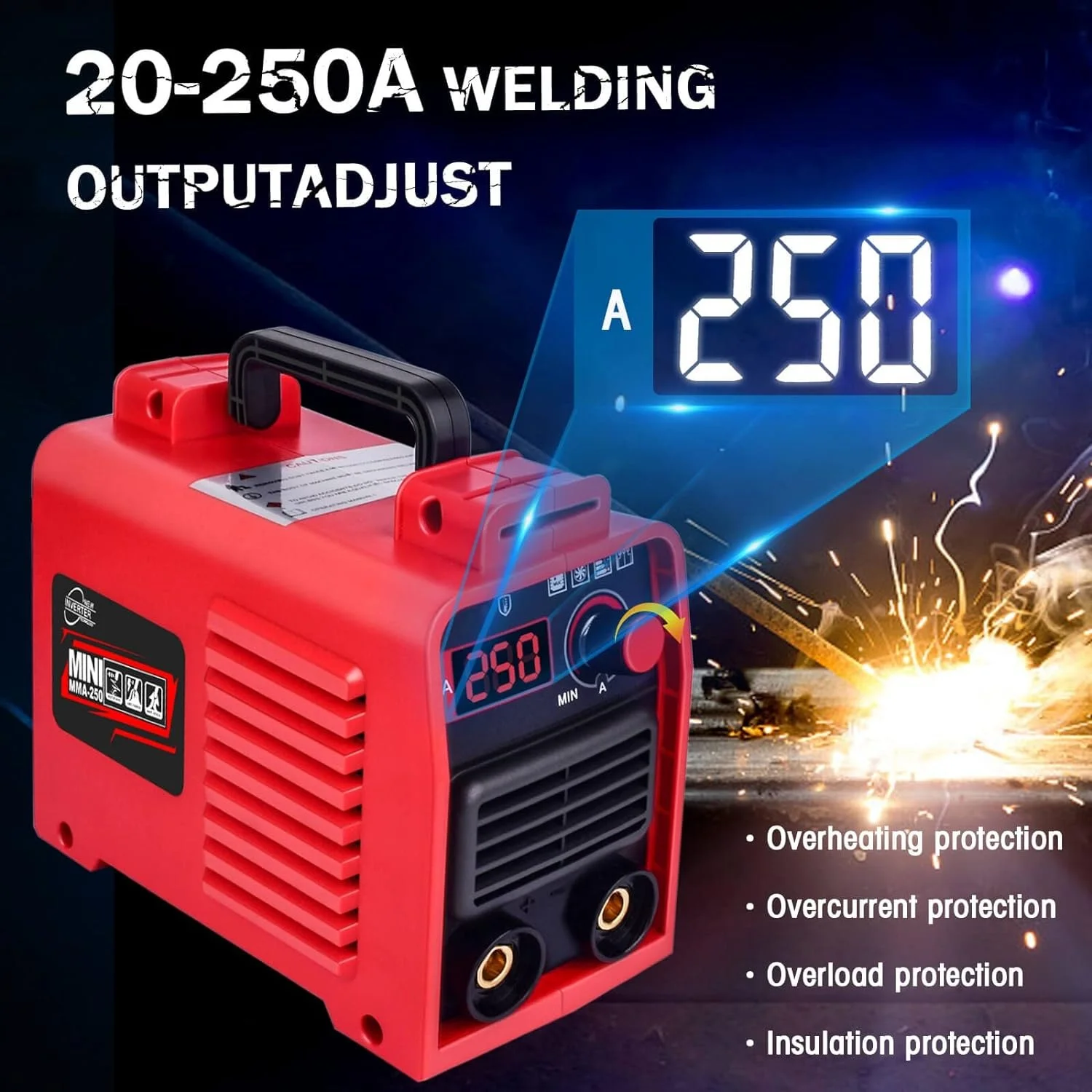 Welding Machine, Upgraded MMA-250A 110V Welder Machine,Portable Stick Welder IGBT Digital Display LCD,Home DIY Arc Welder,Hot Start Arc Force Anti-stick Mini Welder (Blue)