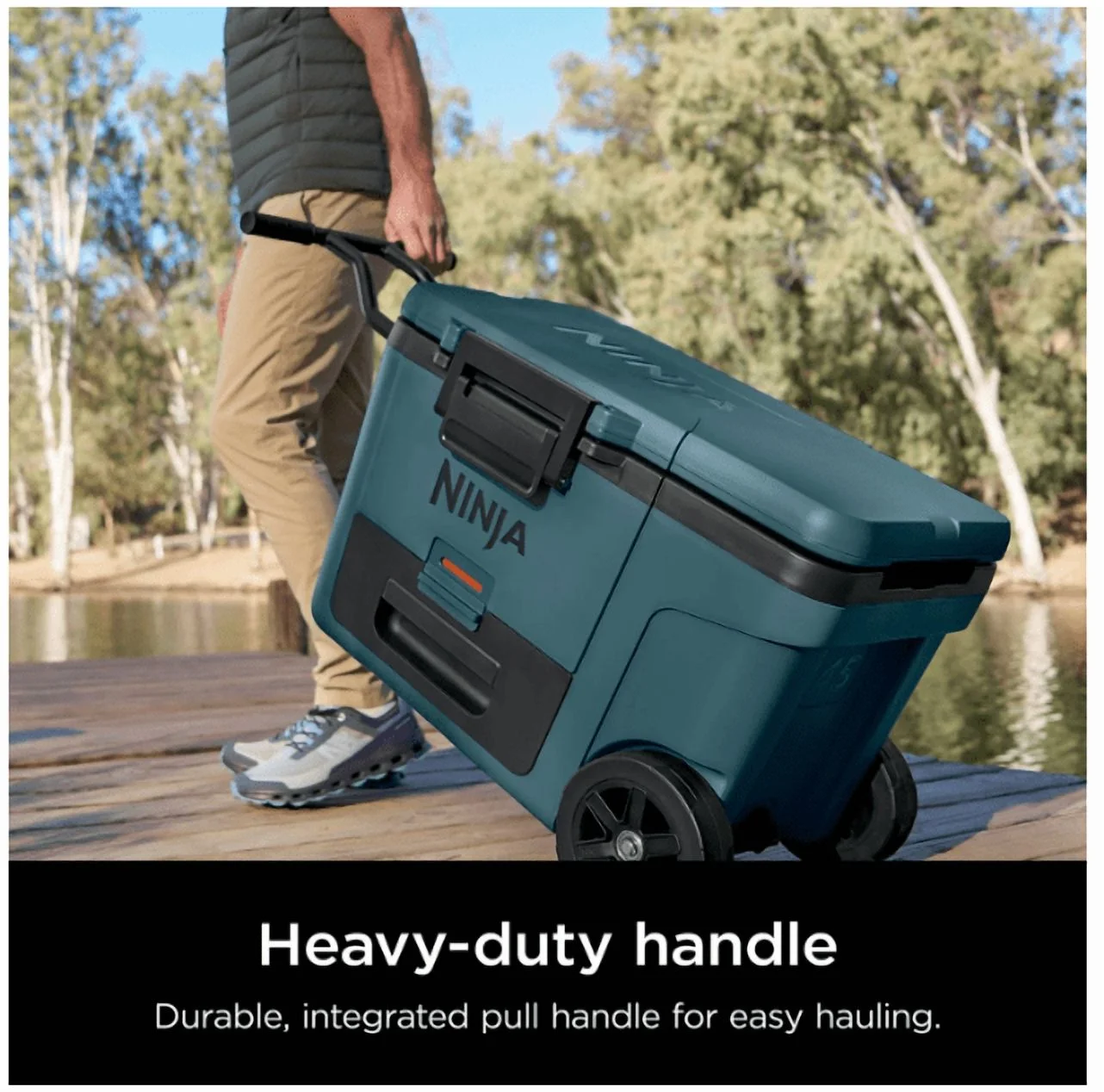 Ninja | Cooler | FrostVault 45QT Cooler with Wheels | Insulated with Temp Dry Storage Drawer | Keeps Ice Cold for Days | for The Beach, Camping, Picnics & More | Ocean Blue | FB245AOB