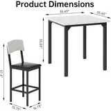 Lamerge 4 Person Dining Table Set, Solid Wood Dining Table with 4 Upholstered Leather Chairs, Modern Kitchen Dining Room Dining Table Set for Small Spaces, Apartments, Kitchens, Dining Rooms. White