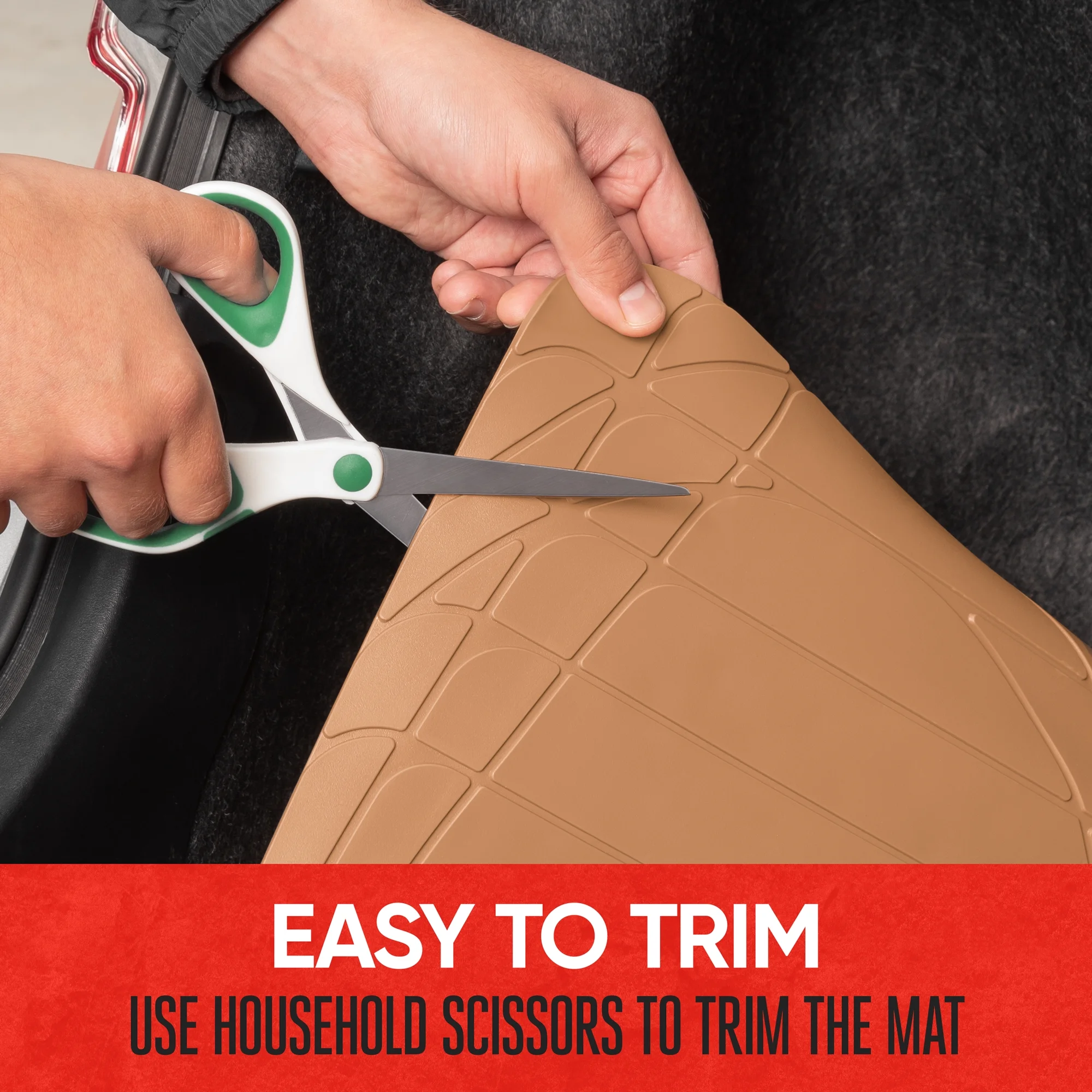 Motor Trend Original FlexTough Black Rubber Car Floor Mats with Trunk Cargo Liner - All Weather Automotive Floor Mats, Heavy Duty Trim to Fit Design, Floor Liners for Cars Truck Van SUV