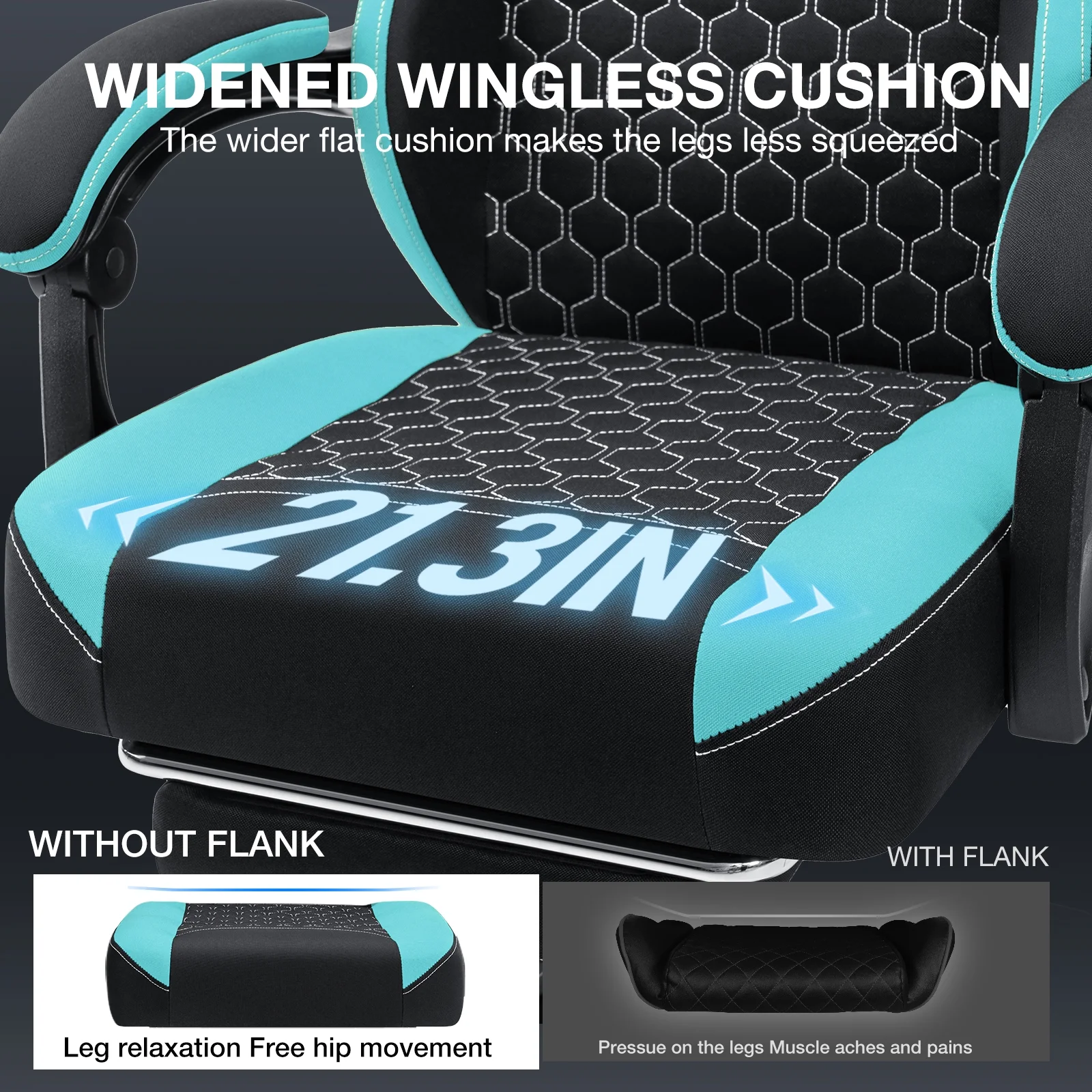 Hoffree Gaming Chair with Speakers Fabric Gamer Chair with footrest and massage Big and Tall Video Game Chair with Headrest and Lumbar Support for Adults