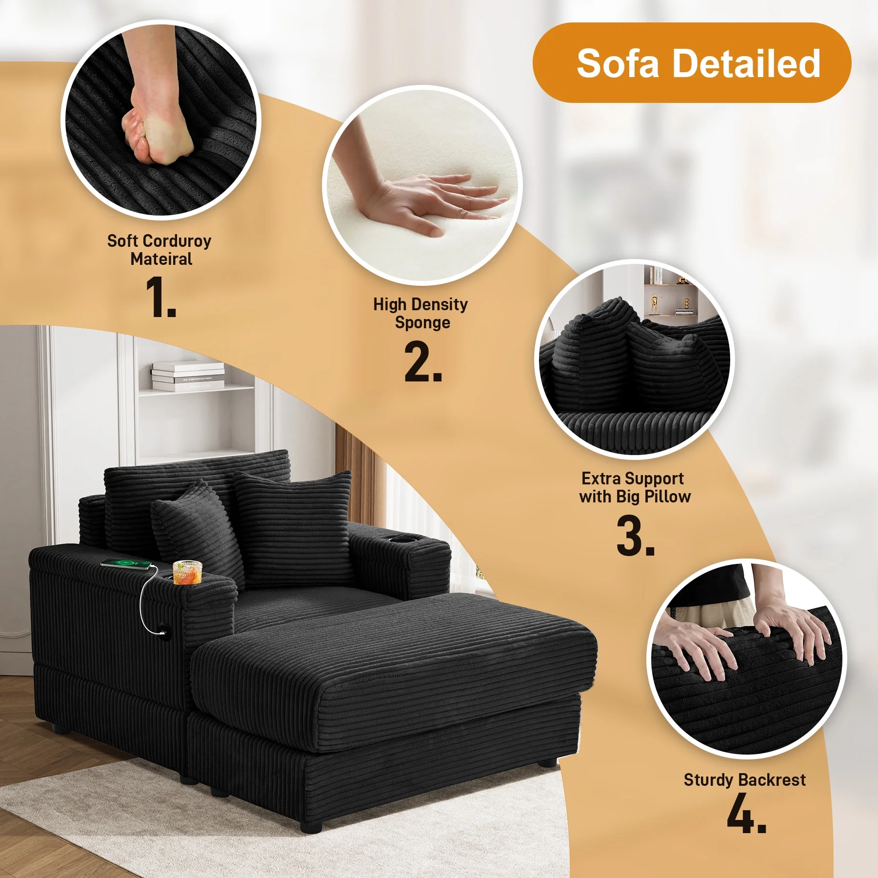 Wiilayok Oversized Lounge Chair Indoor,54