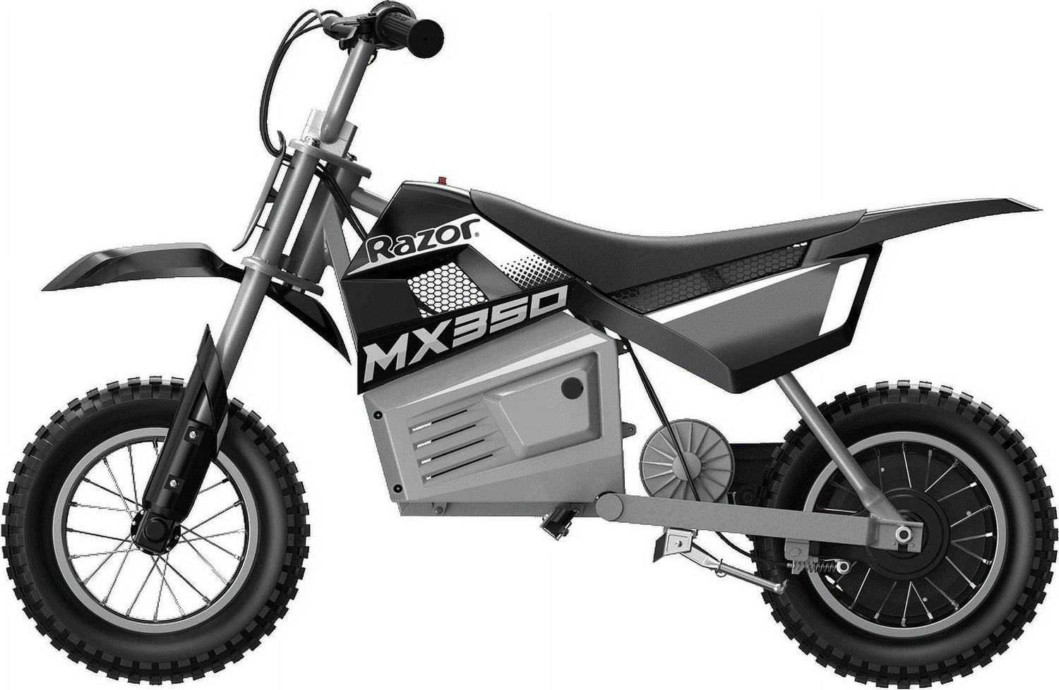 Razor Dirt Rocket MX350 - Black with Decals. up to 14 mph. 24V Electric Dirt Bike for Child 8+