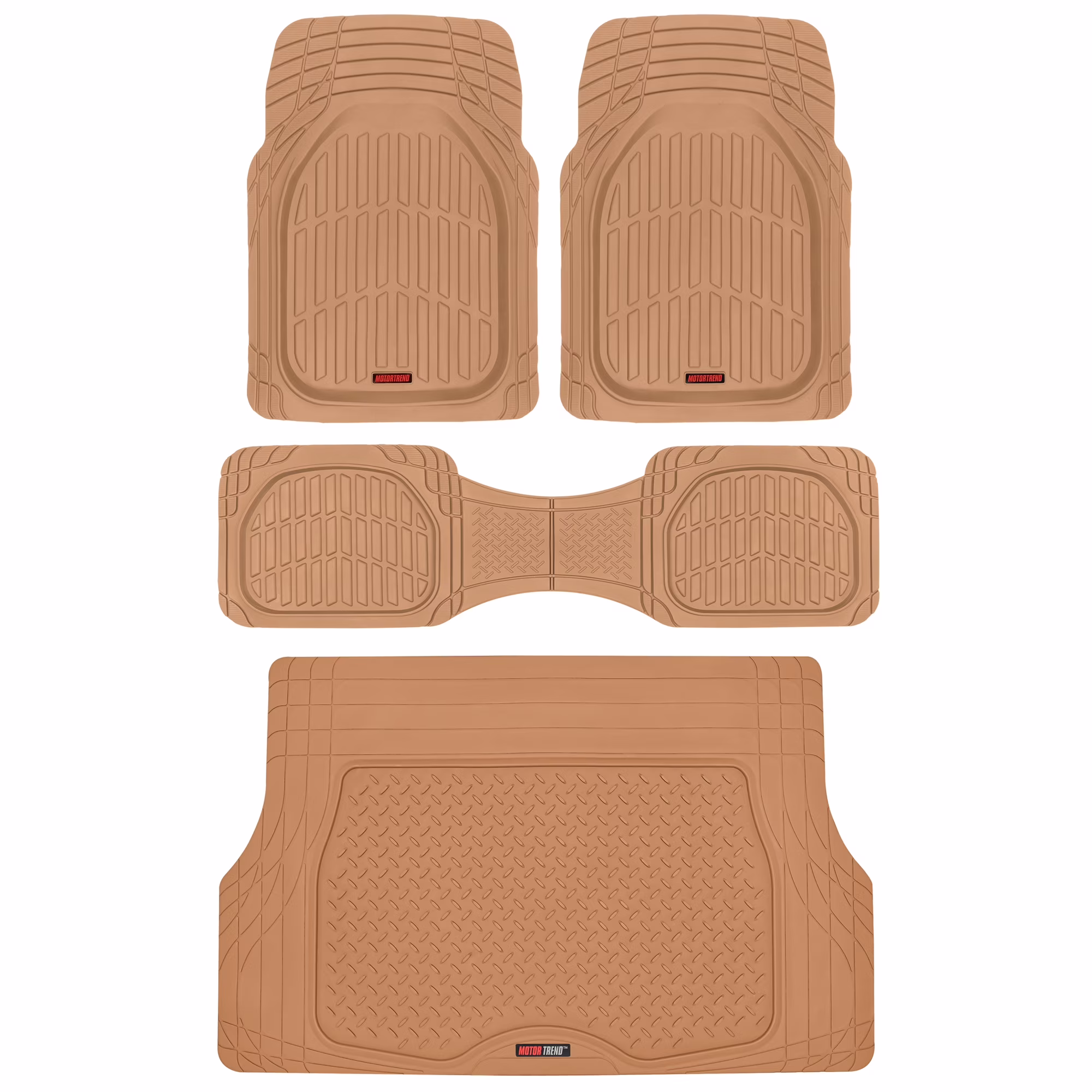 Motor Trend Original FlexTough Black Rubber Car Floor Mats with Trunk Cargo Liner - All Weather Automotive Floor Mats, Heavy Duty Trim to Fit Design, Floor Liners for Cars Truck Van SUV