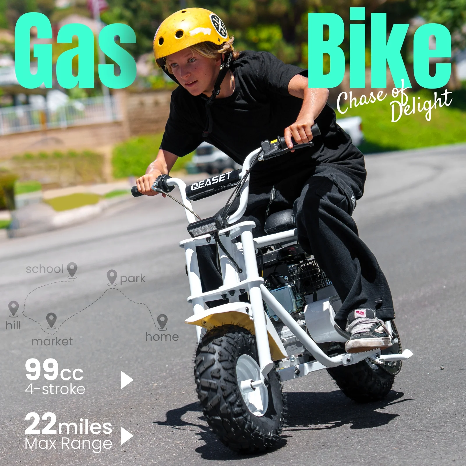 QEASET MB001 Gas Powered Mini Dirt Bike 99CC for Teens and Adults, 25MPH Off Road Motorcycle, Weight Support Up to 200 LBS - Black