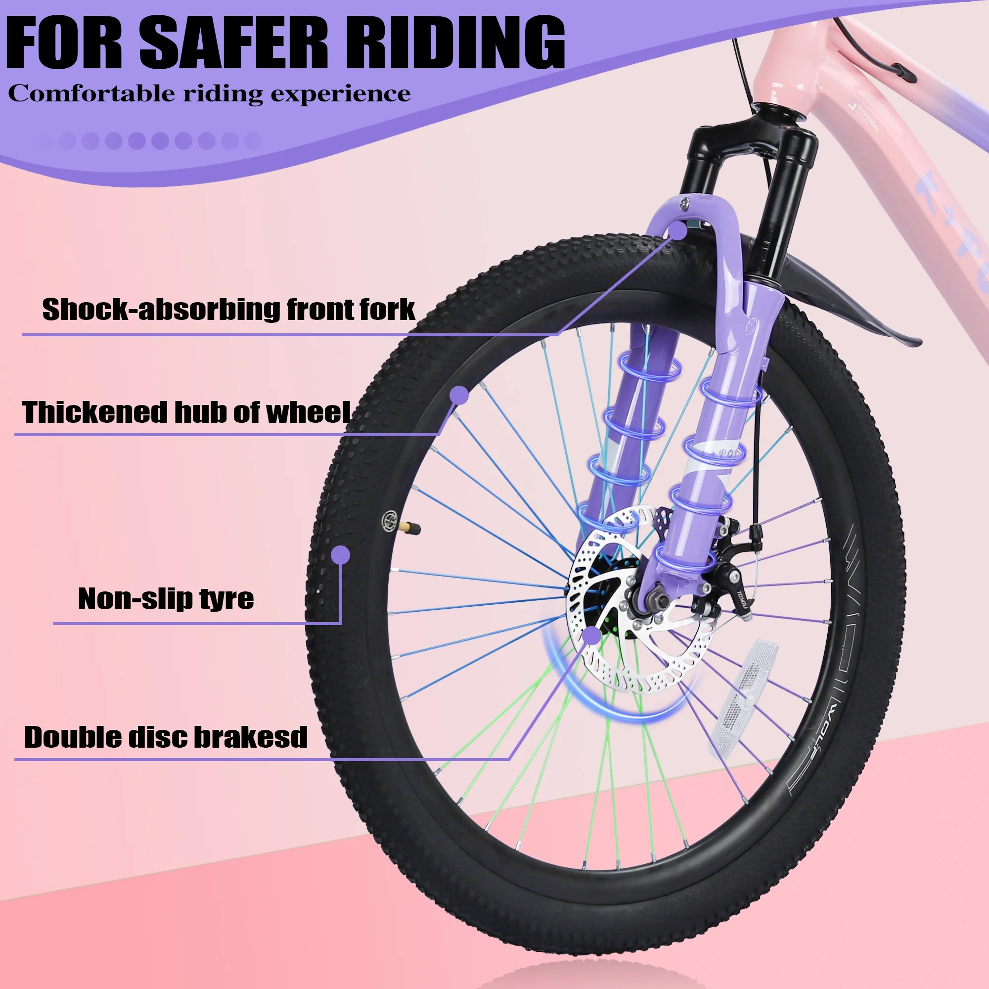 Bstjewey 20/24 Inch Kids Mountain Bike, Dual Disc Brakes, Suspension Fork, Ages 7-12