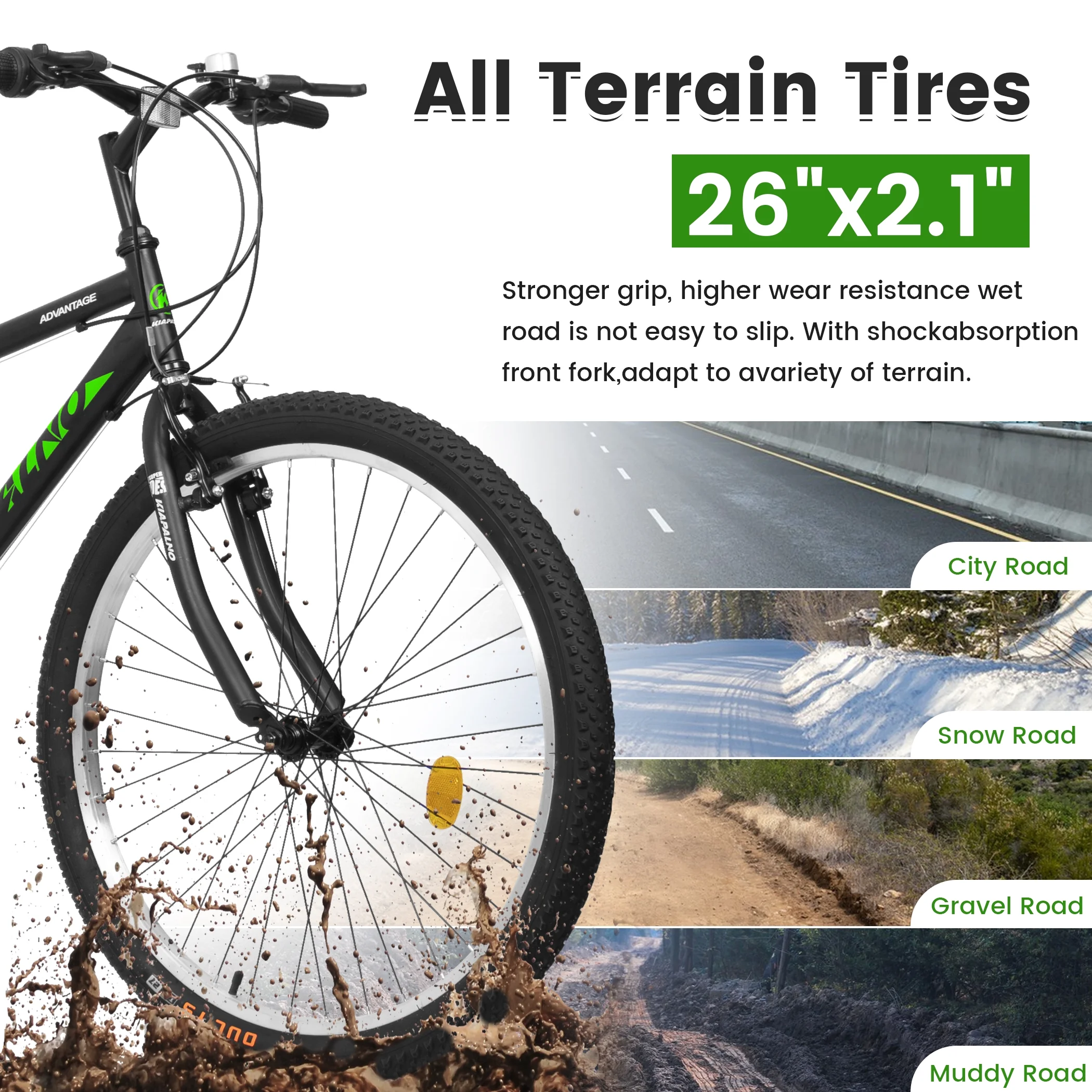 Ecarpat Mountain Bike 26 Inch for Men Women, 21 Speeds High-Carbon Steel Frame, Classic Adult Teens Sport Bicycle, V Brakes Bicycle for Snow City Commuters and Short Trip
