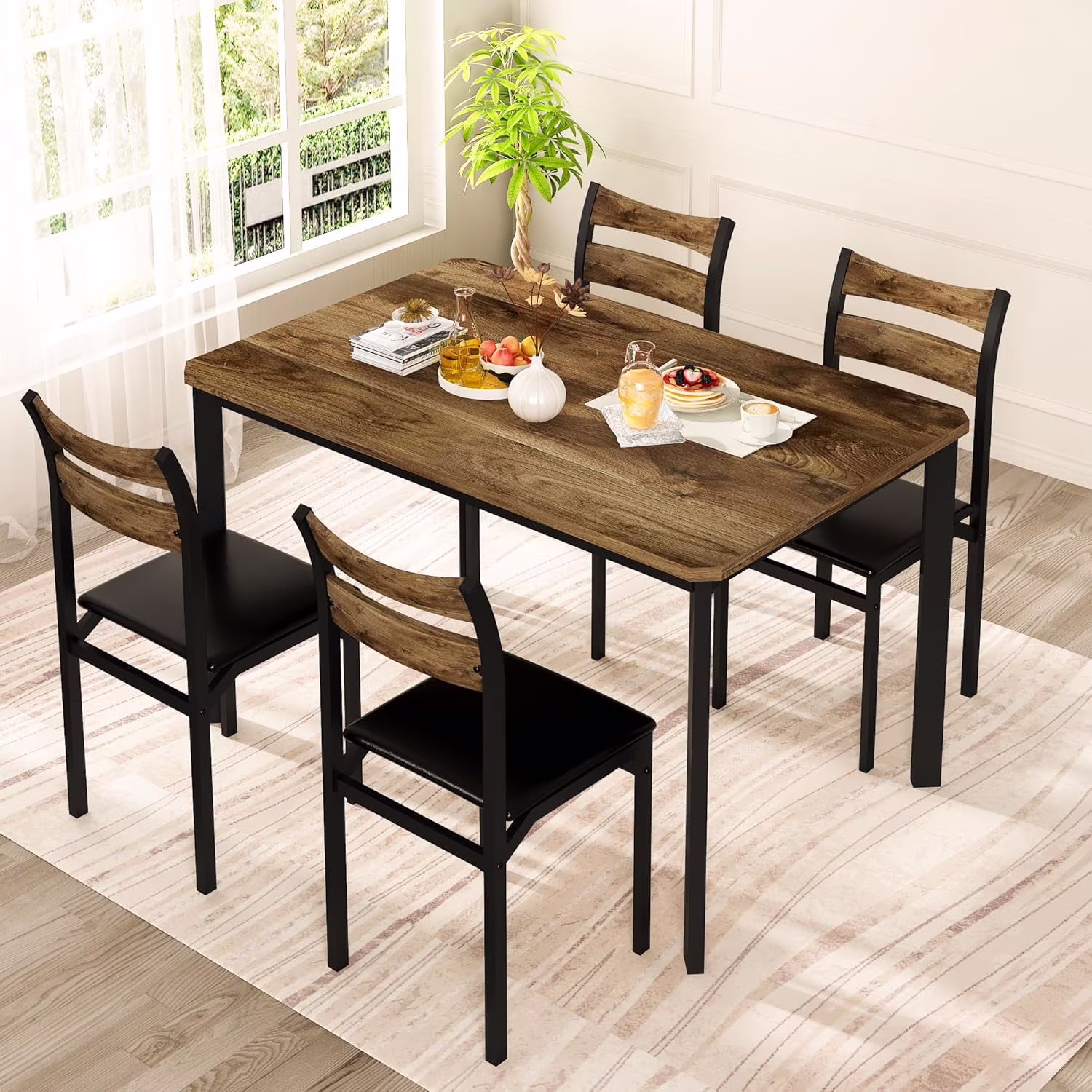 LinkRomat Dining Table Set for 4, 43.3