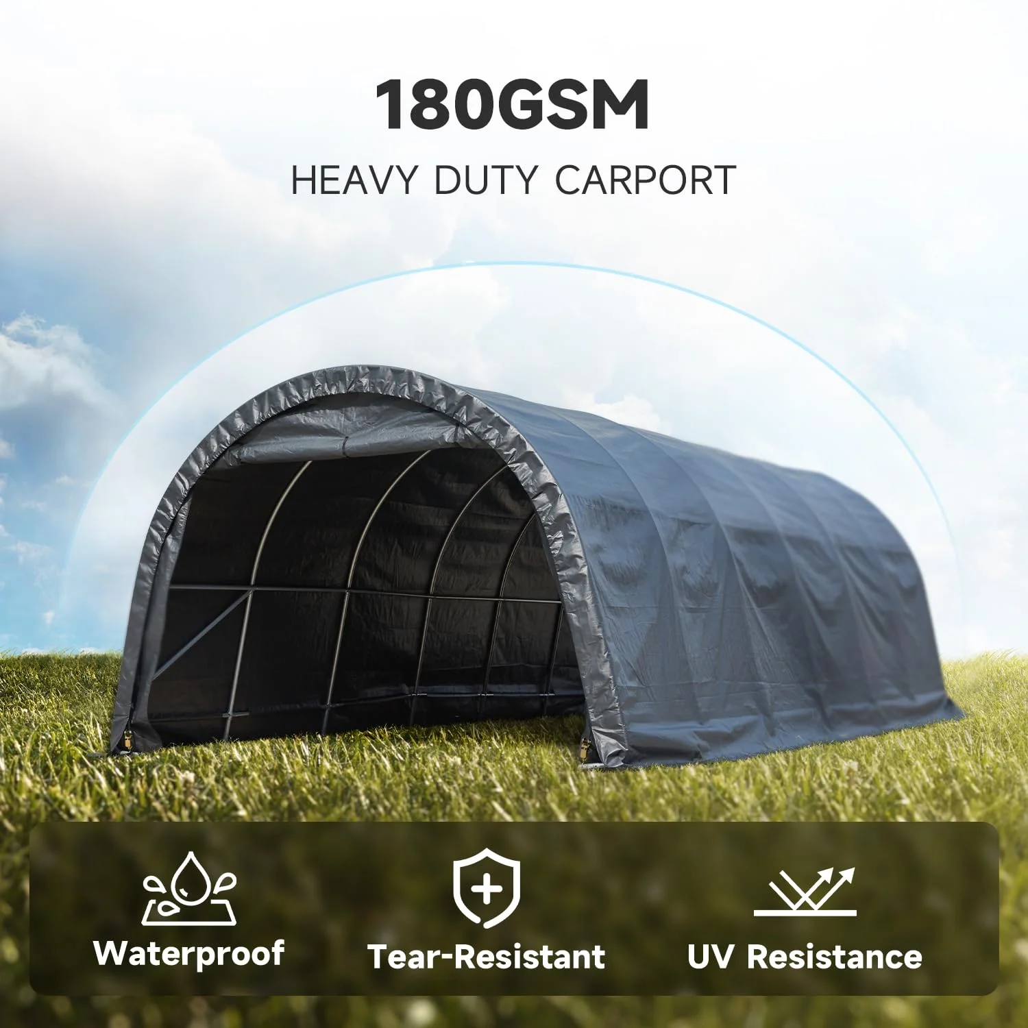 Erommy 12 x 24 FT Heavy Duty Carport, Outdoor Anti-Snow All Covered  Portable Garage with Reinforced All-Steel Frame for Car, Truck, Boat