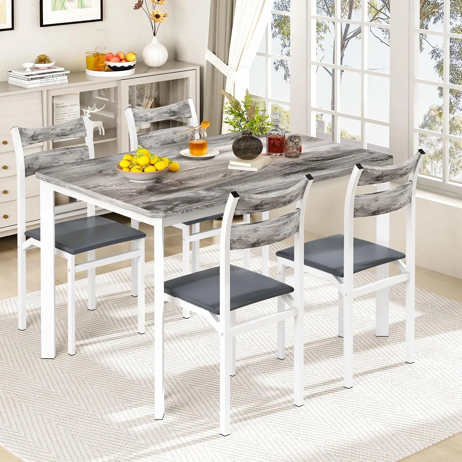 LinkRomat Dining Table Set for 4, 43.3