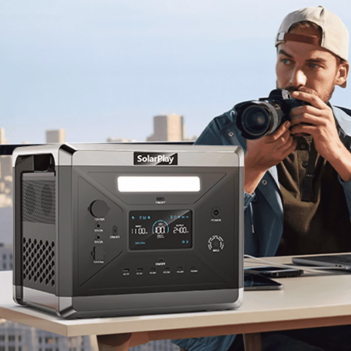 Solarplay 2400W(4800W Peak) Solar Generator, with 400W Solar Panel,2160Wh Portable LiFePO4 Battery Power Station for Camping Home Backup RV