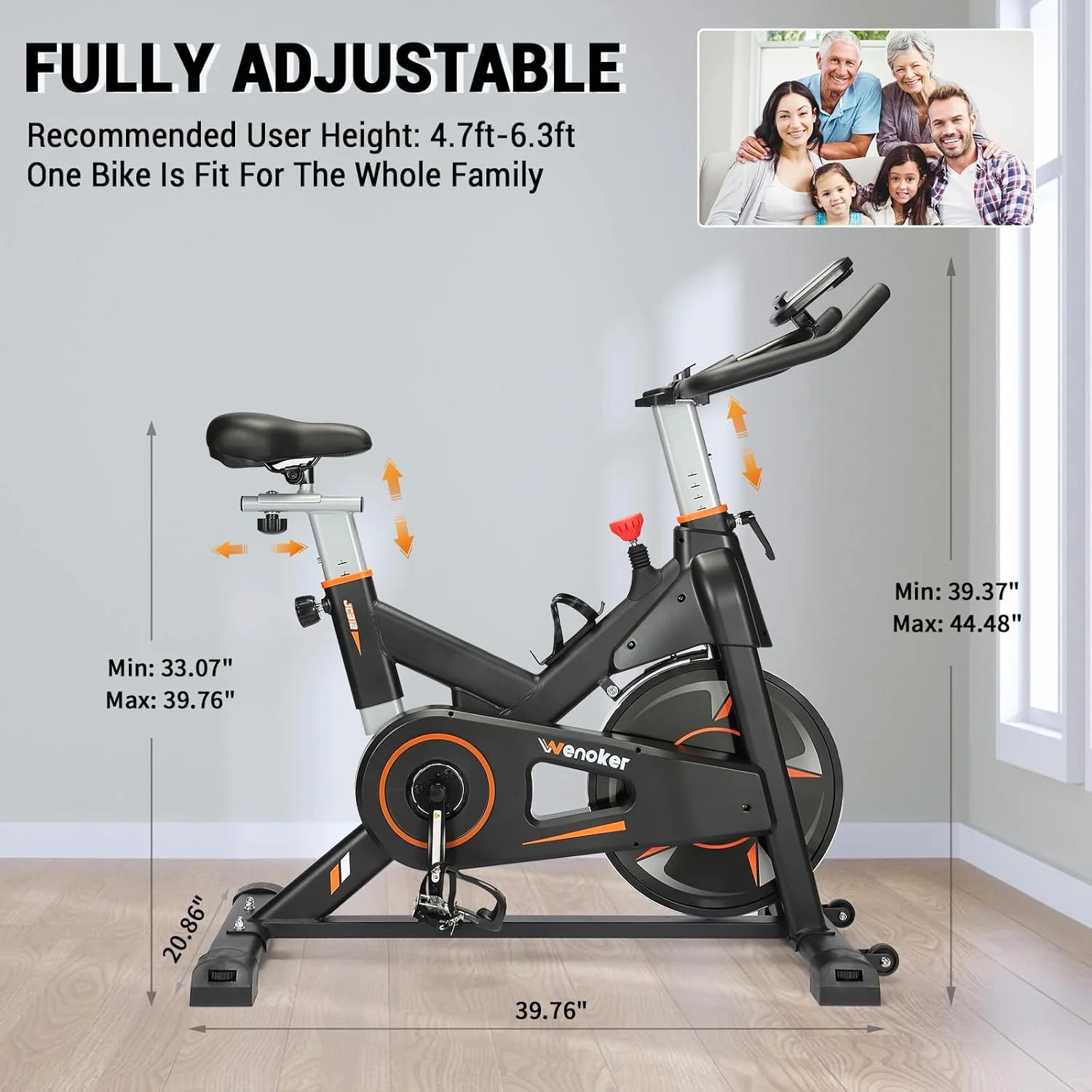 Wenoker Exercise Bike,Magnetic Resistance Stationary Bike, Indoor Cycling Bicycle with Whisper Quiet,with Bottle Holder for Home Gyme Workout