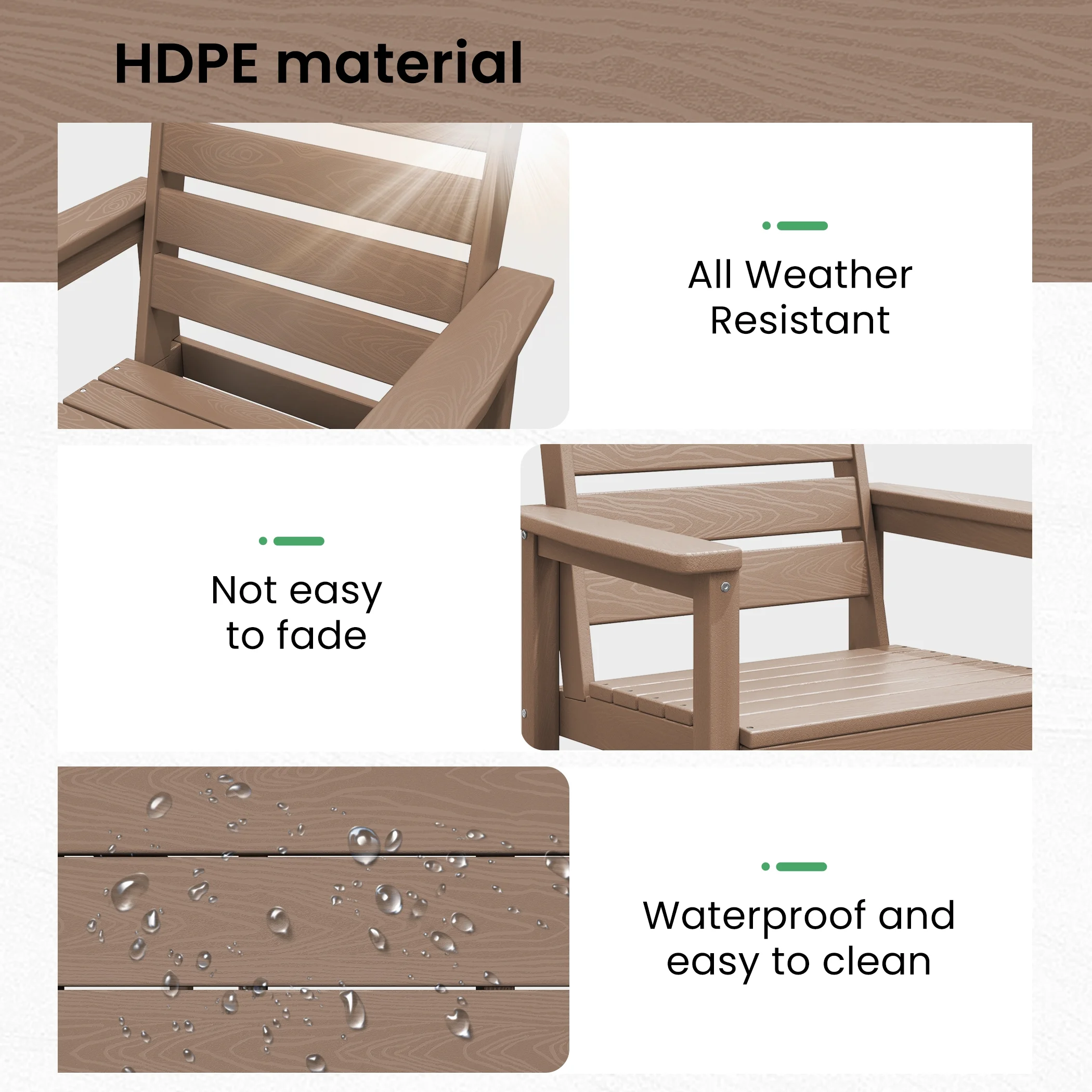 SERWALL Outdoor HDPE Dining Table Set, 7-Piece Outdoor Dining Table Sets with Umbrella Hole, Grey