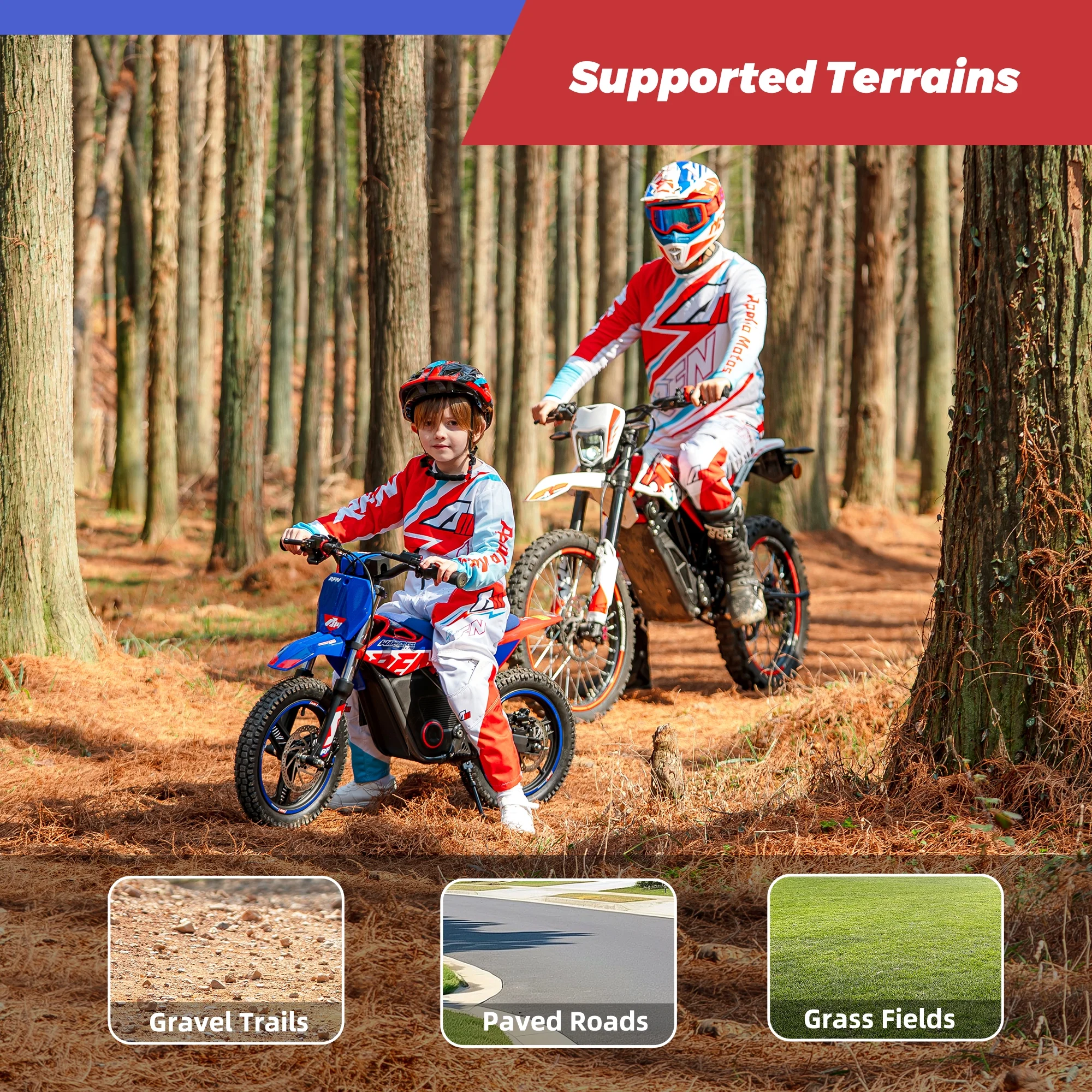 RFN Warrior Kids SX-E150 24V 200W Kids Electric Dirt Bike �?2-Speed Off-Road Motorcycle, 8 mph, 6.2 mile Range, Ages 3-6