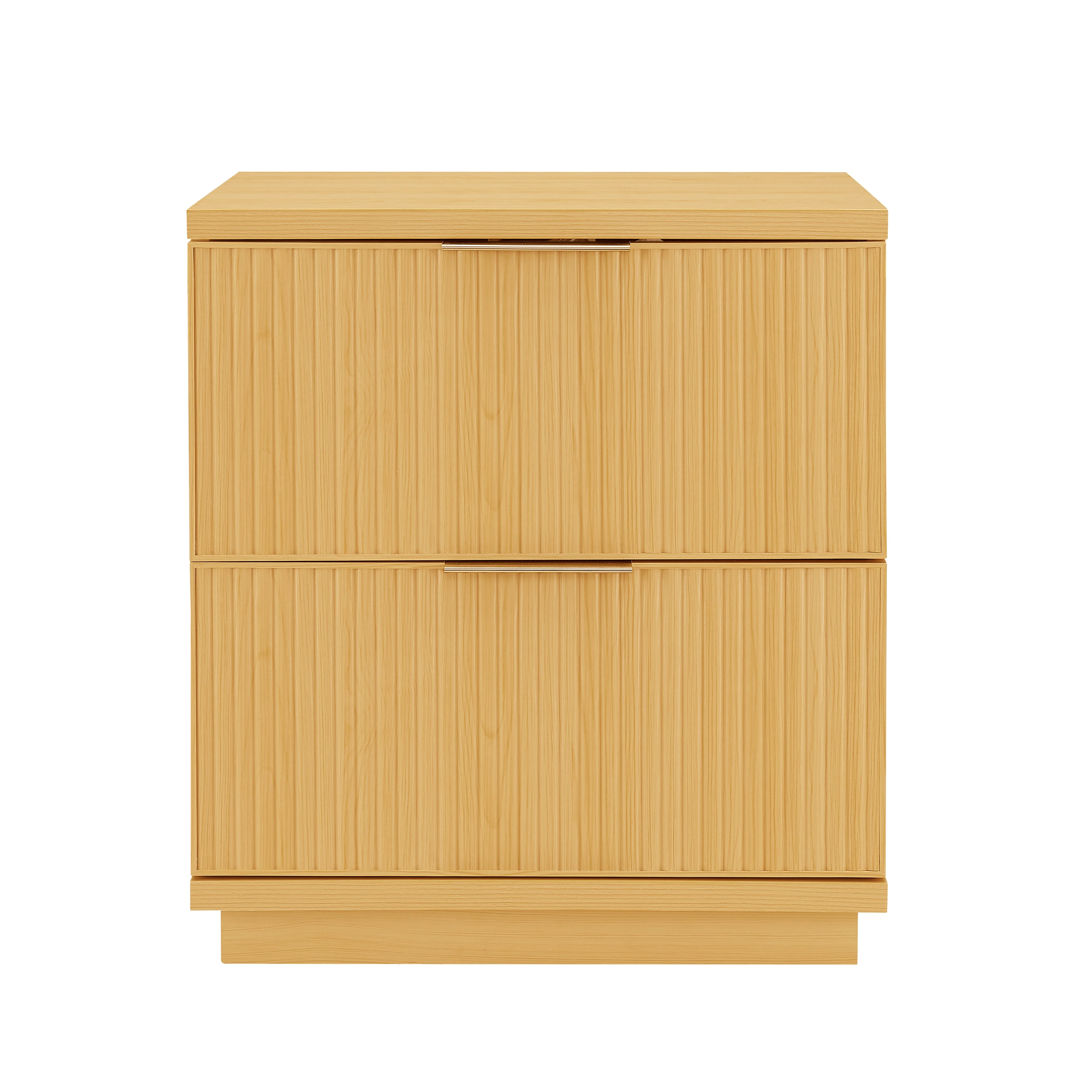Better Homes & Gardens Lillian Fluted 2-Drawer Nightstand with USB, Natural Pine