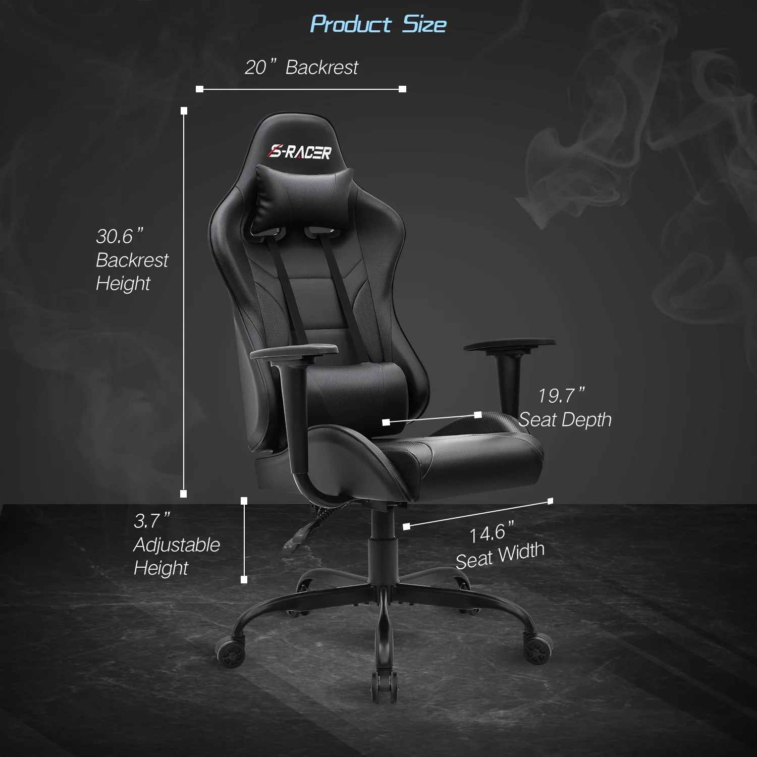 Lacoo Gaming Chair in Home Office PU Leather Reclining Gaming Chair Adjustable Adjustable Headrest and Lumbar Pillow, Red