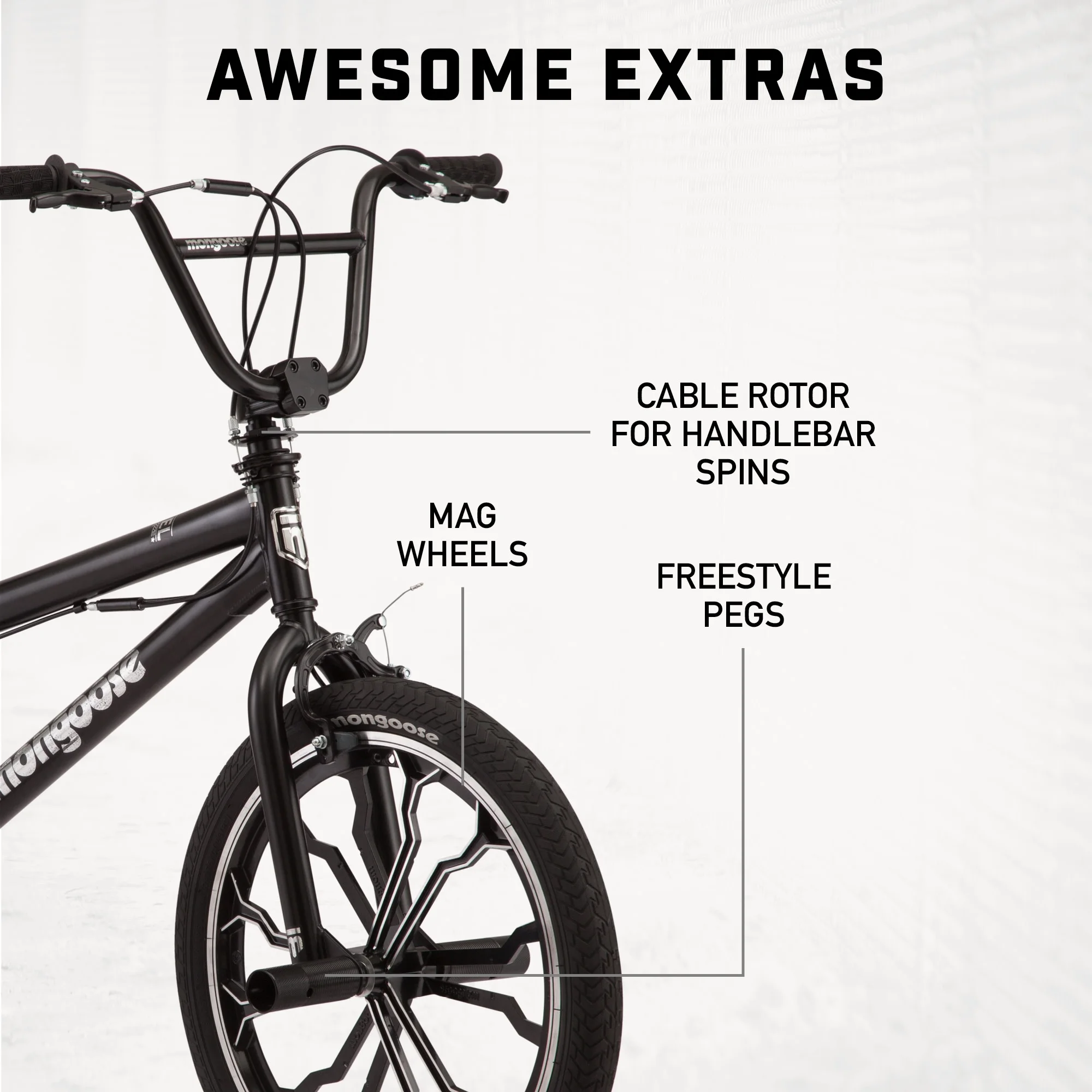 Mongoose Rebel Kids BMX Bike, 20-in. Wheels, Children & Tweens Ages 7-13, Black Bicycle