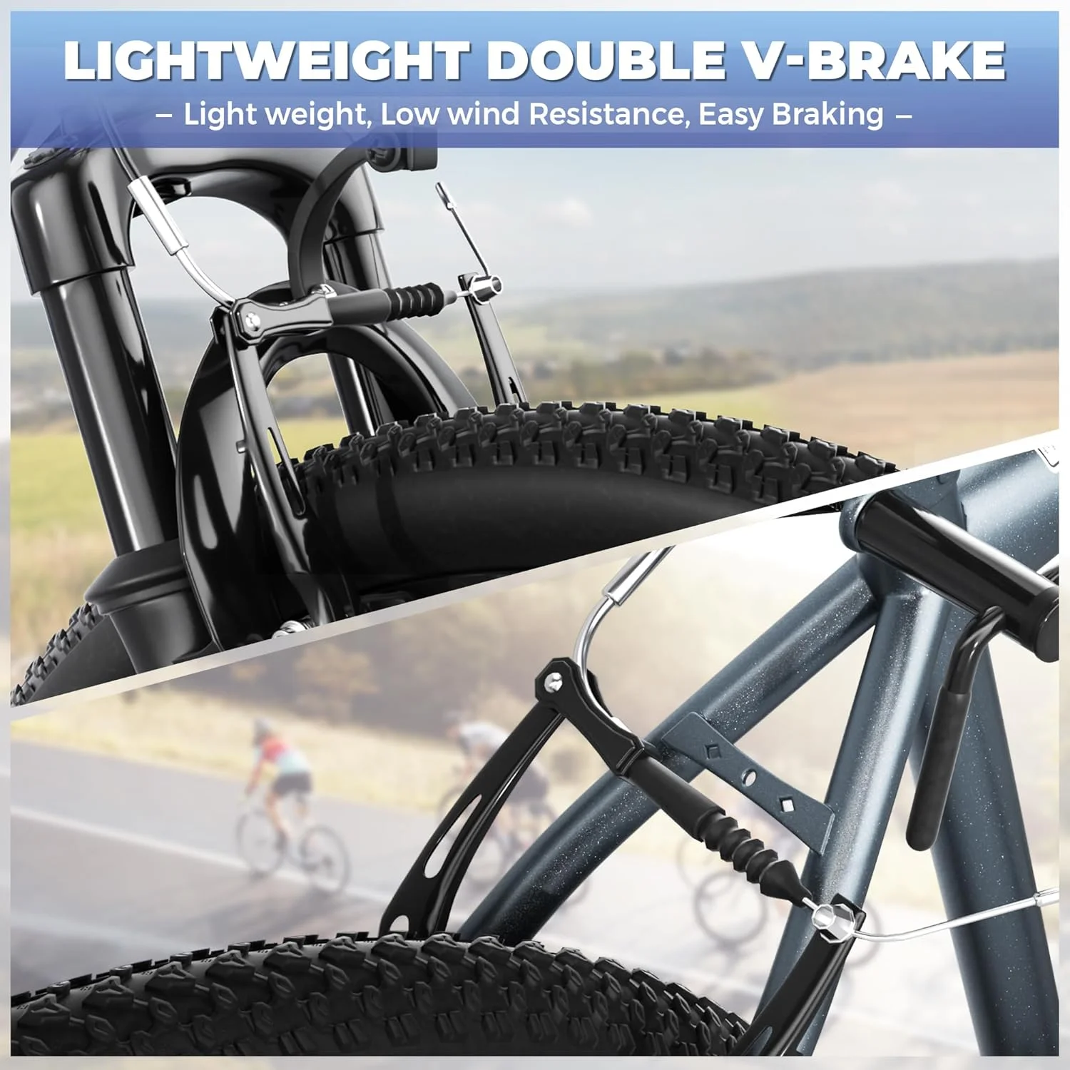 Outroad 26 Inch Mountain Bike, 7/21-Speed/High-Carbon Steel/Aviation Grade Frame, Dual Disc/V Brake, Adjustable Ergonomic Seat Bicycle for Men Women Adult, Quick Assembly in 20 Minutes