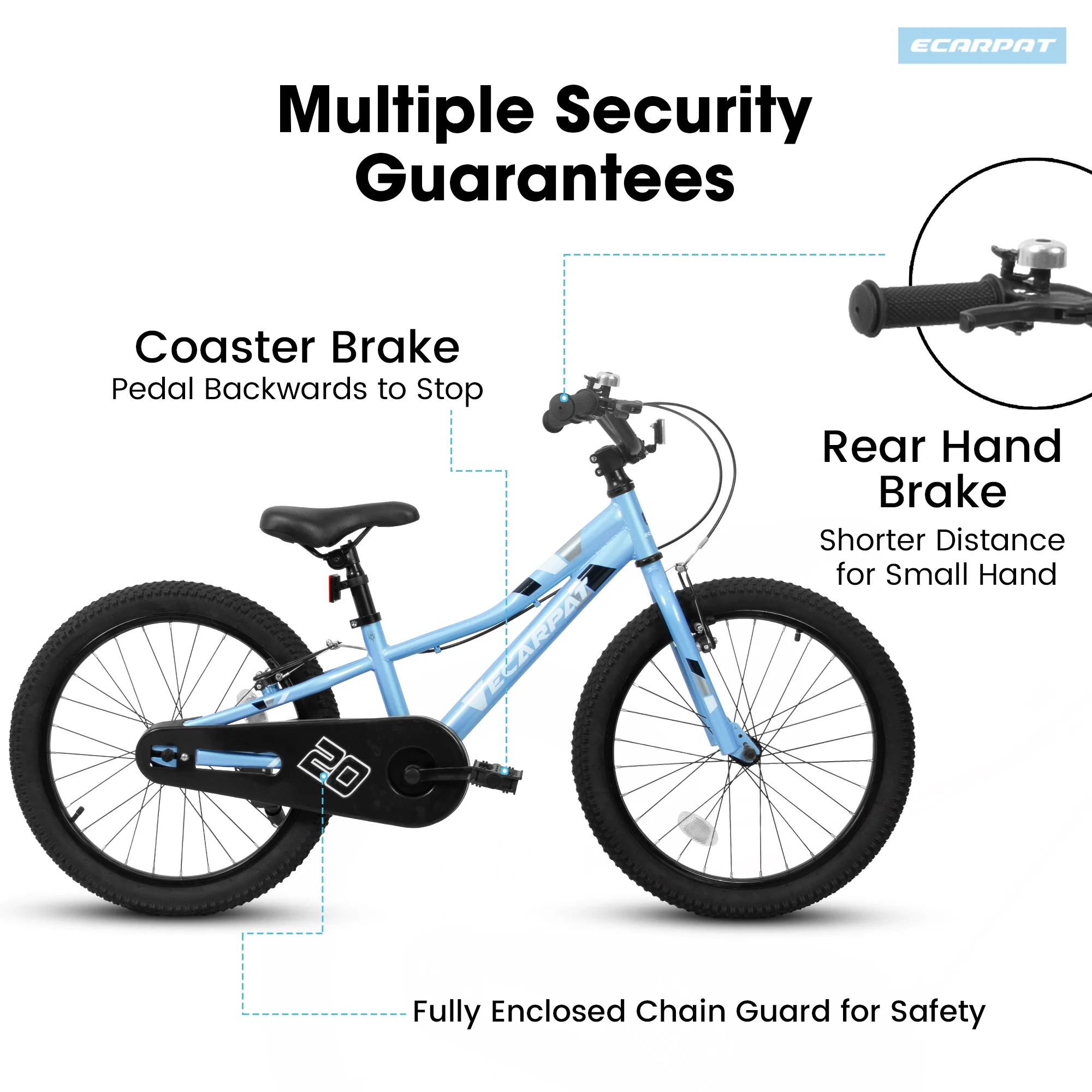 Ambifirner 20 Inch BMX Style Bike, Hi-Ten Carbon Steel Frame with Front V-Brake & Rear Coaster Brake, Easy Assembly, Adjustable Seat for Learning Riders (Blue)