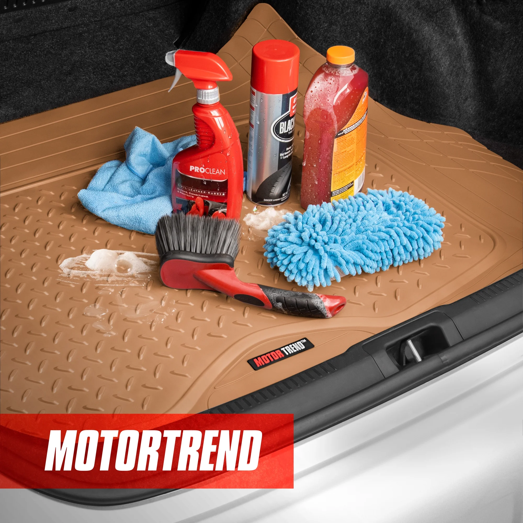 Motor Trend Original FlexTough Black Rubber Car Floor Mats with Trunk Cargo Liner - All Weather Automotive Floor Mats, Heavy Duty Trim to Fit Design, Floor Liners for Cars Truck Van SUV