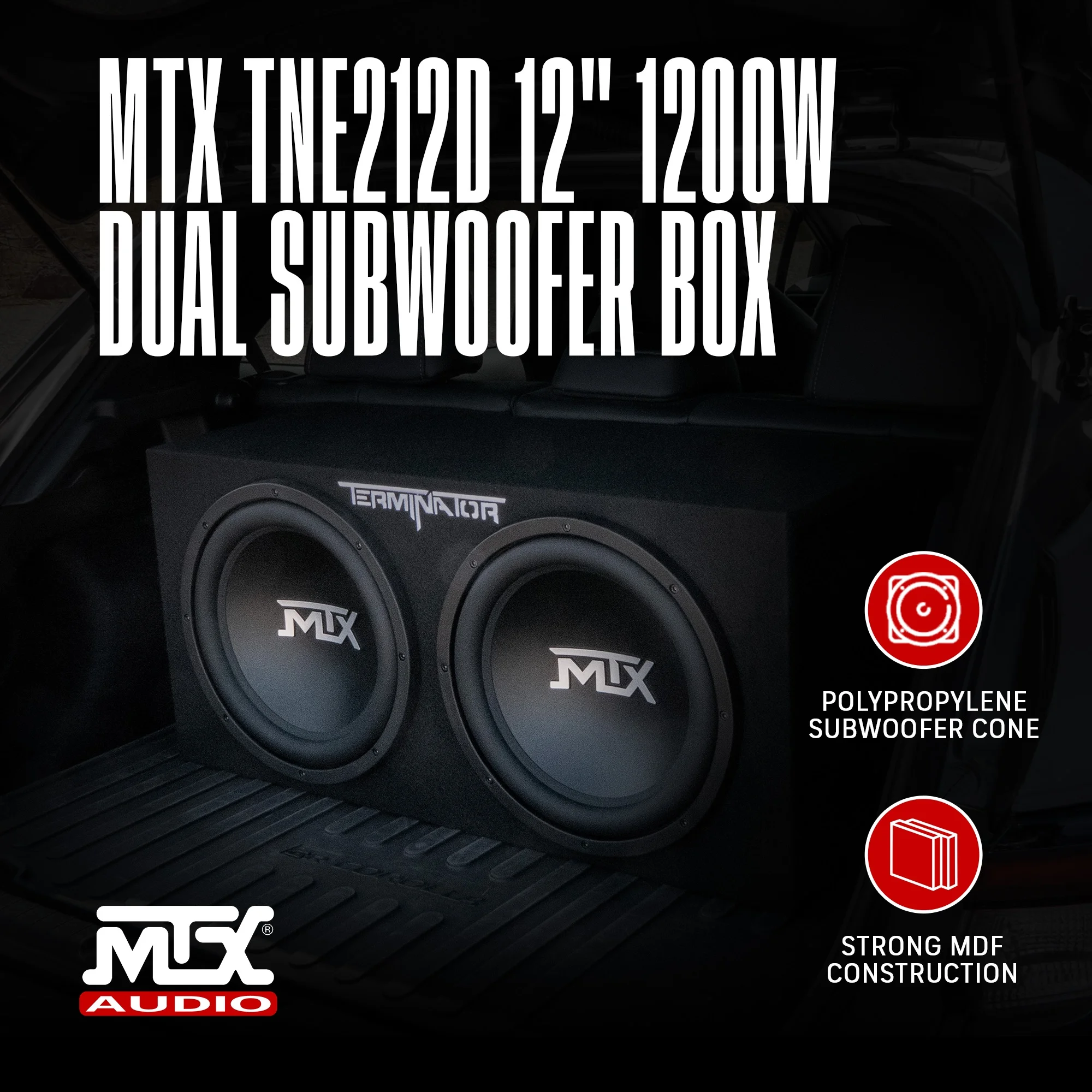 Open Box MTX 12-Inch 1200-Watt Car Audio Dual Loaded Subwoofer Box Enclosure